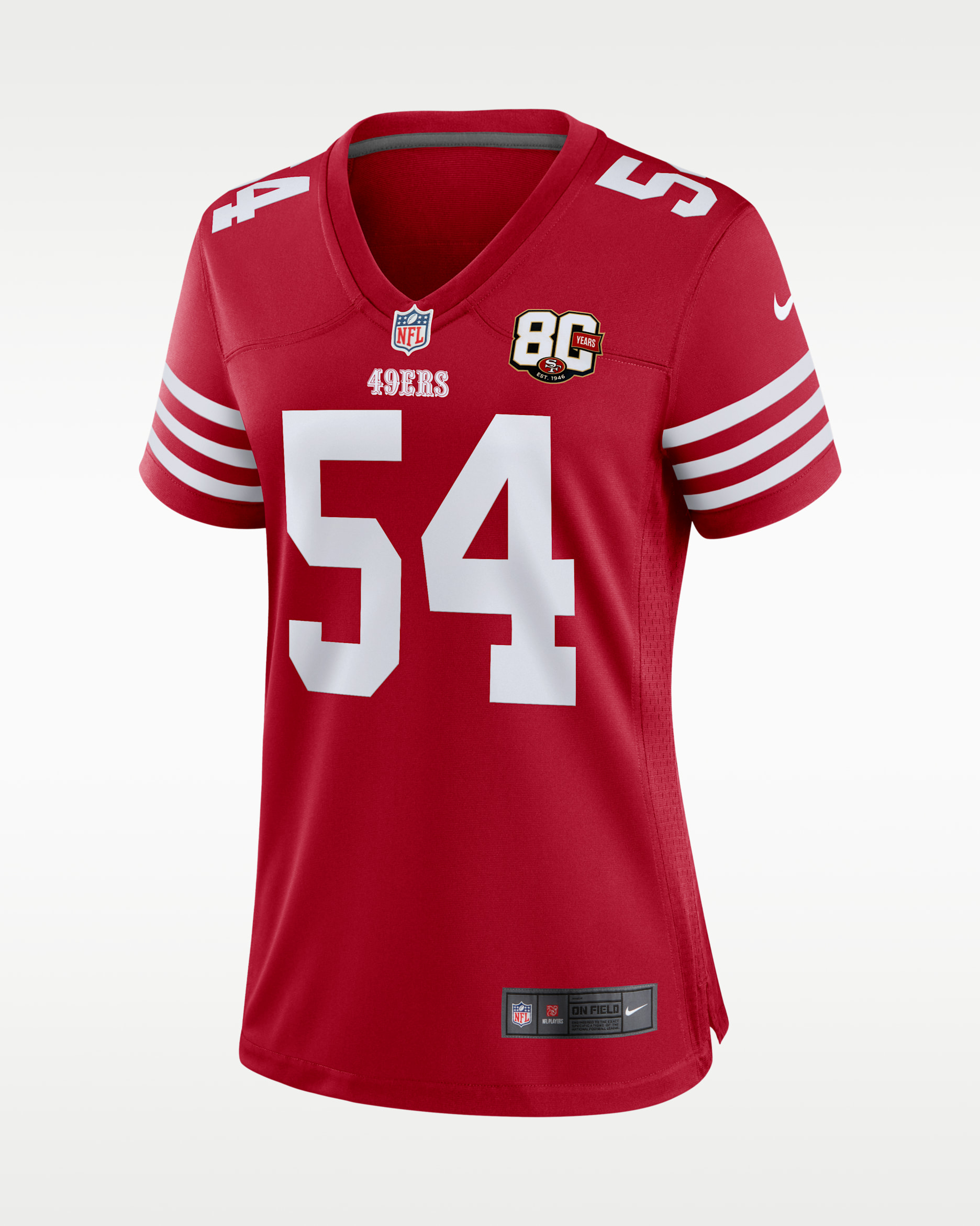 Fred Warner San Francisco 49ers 80th Anniversary Women's Nike NFL Game Jersey - Scarlet