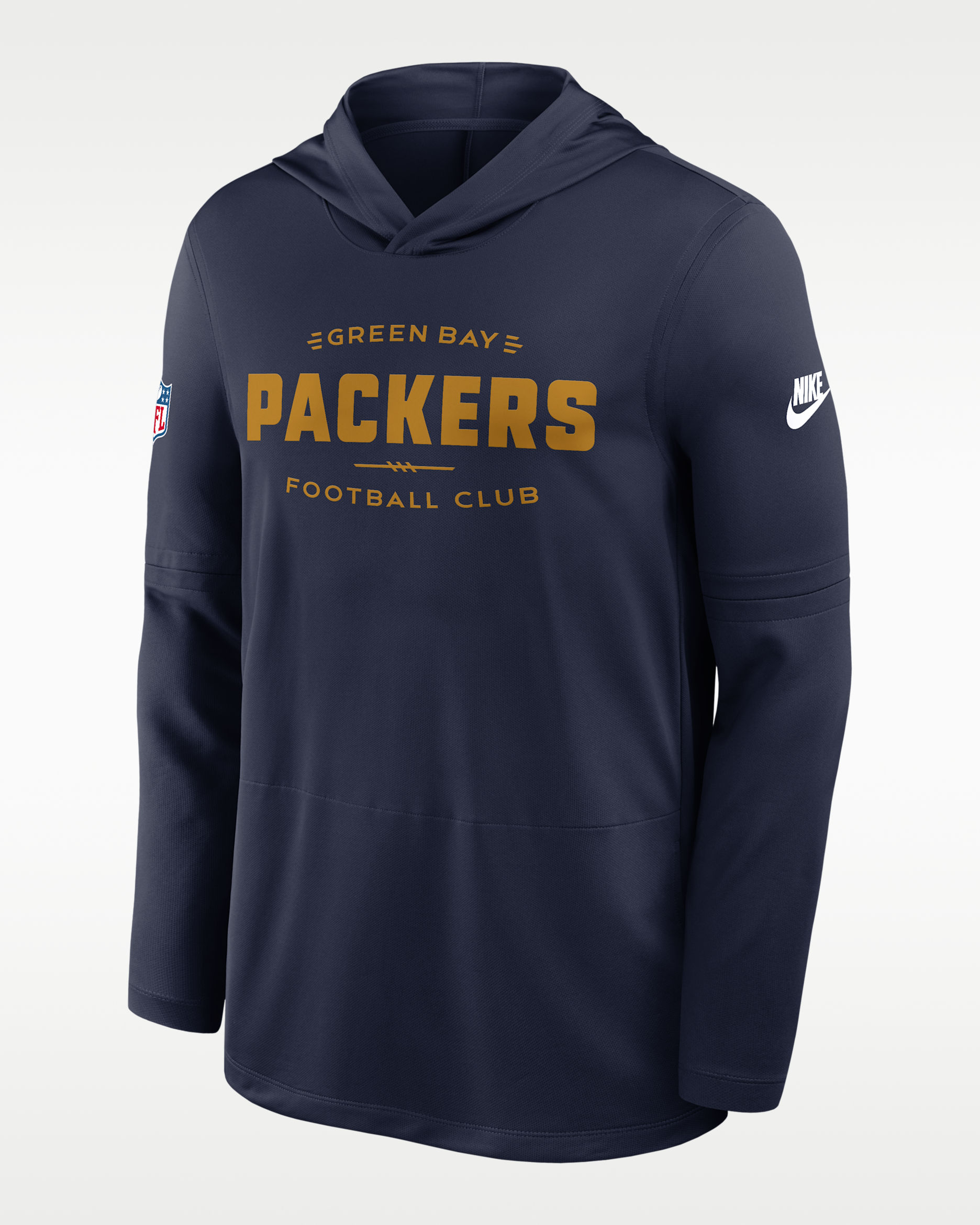 Green Bay Packers Pass Accuracy Men's Nike Dri-FIT NFL Long-Sleeve Hooded Top - Navy