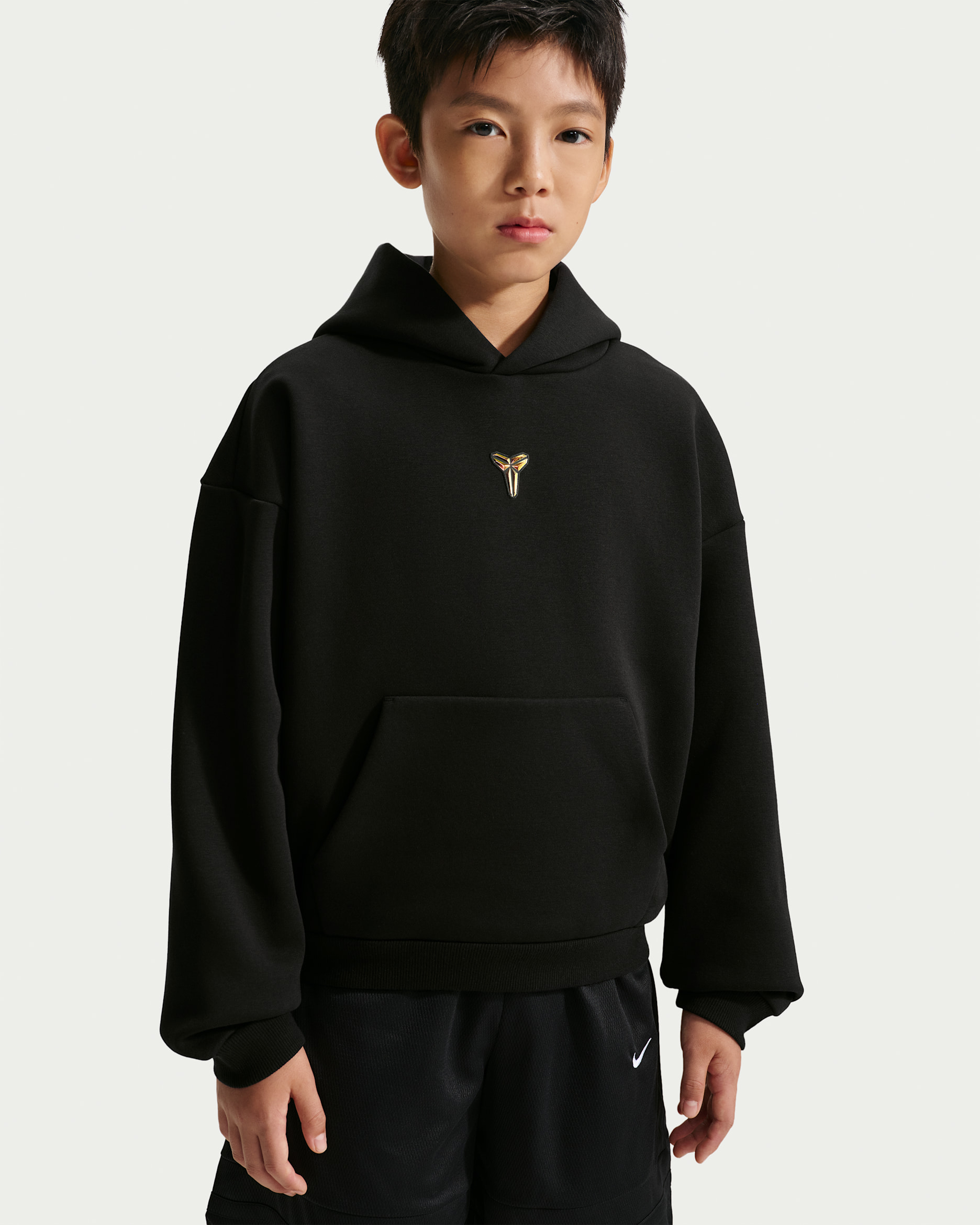 Sudadera con gorro sin cierre Therma-FIT para niños talla grande Kobe - Negro