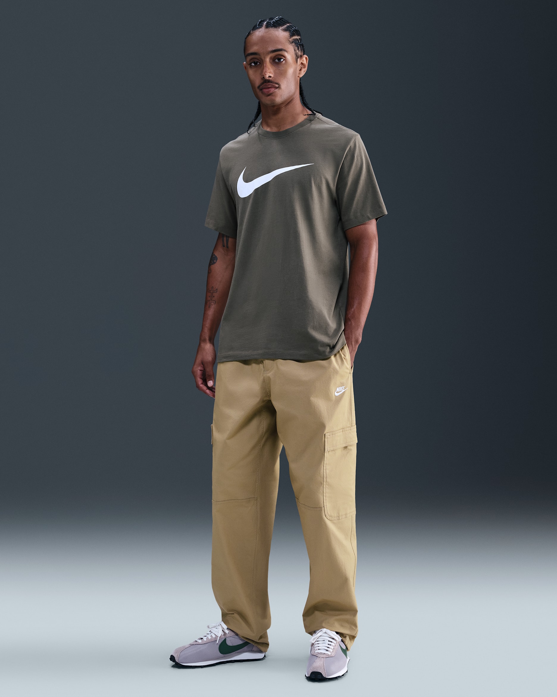 Pants cargo de tejido Woven para hombre Nike Sportswear Club - Beige paracaídas/Blanco