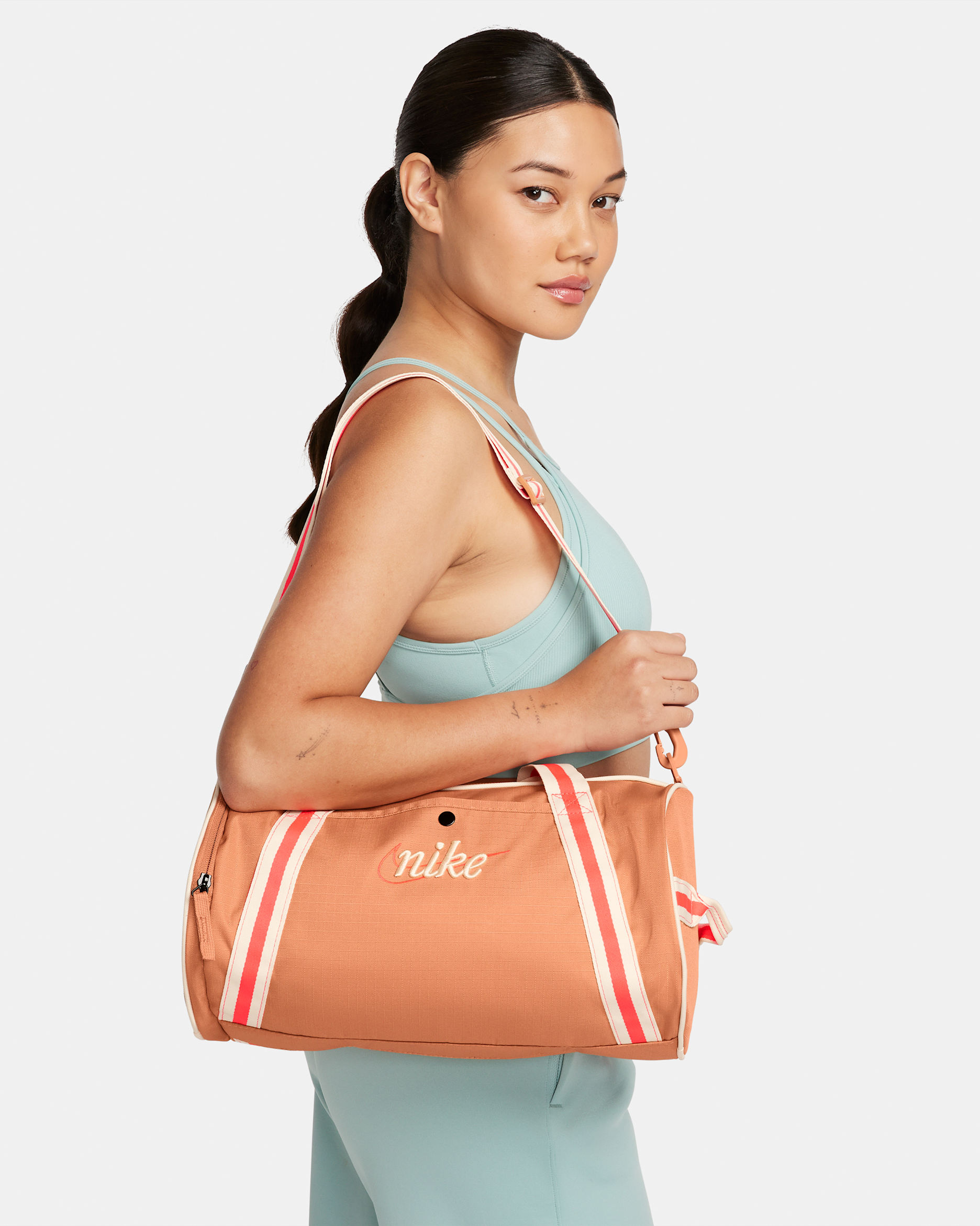 Nike Heritage Retro Duffel Bag (13L) - Amber Brown/Bright Crimson/Guava Ice