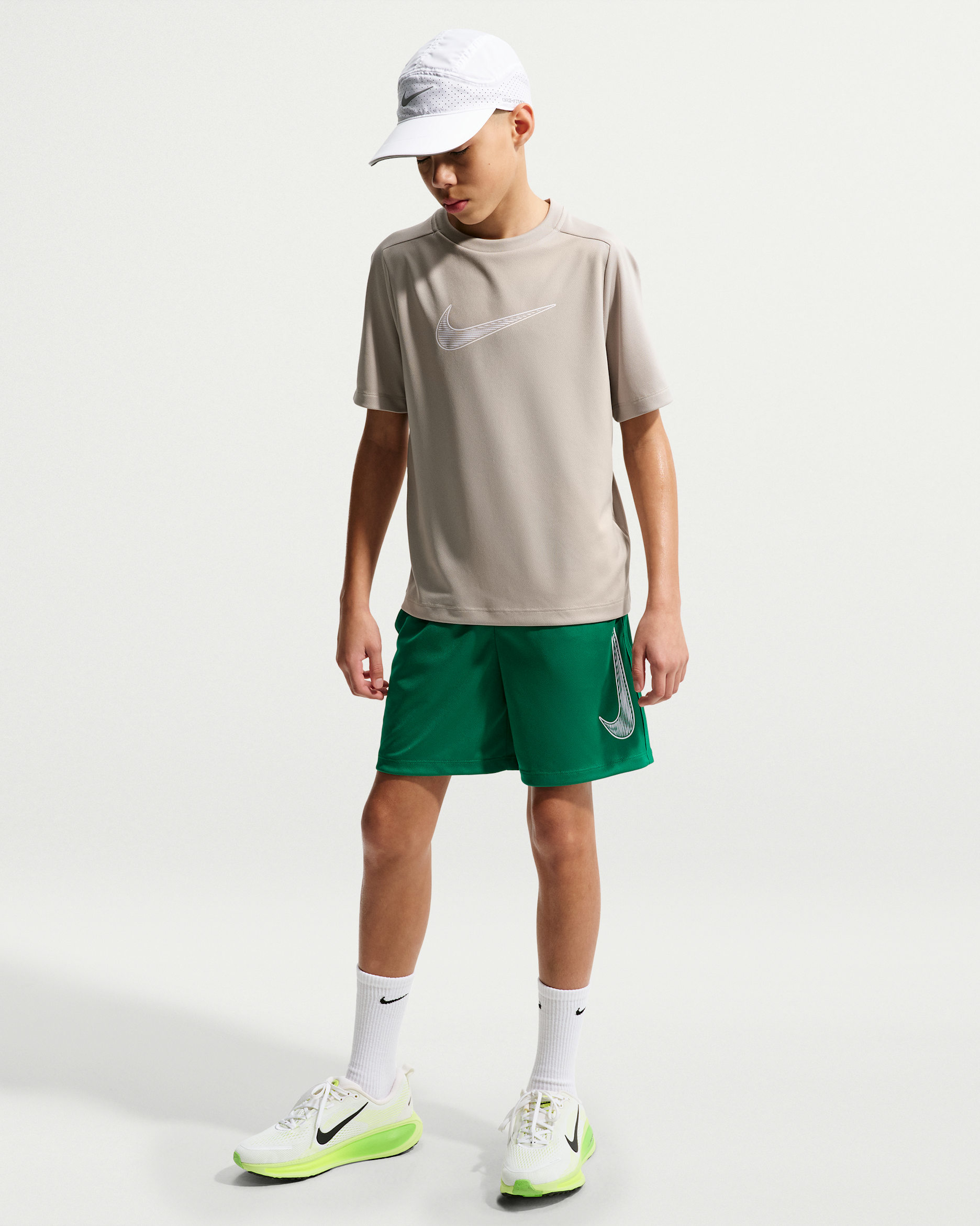 Nike Multi Big Kids' (Boys') Dri-FIT Training Shorts - Malachite/White