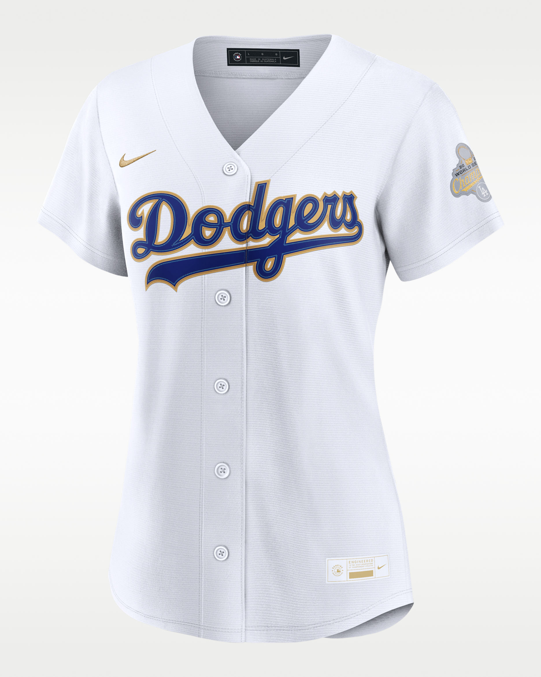 Los Angeles Dodgers 2025 World Series Champion Gold Series Women's Nike MLB Stadium Jersey - White