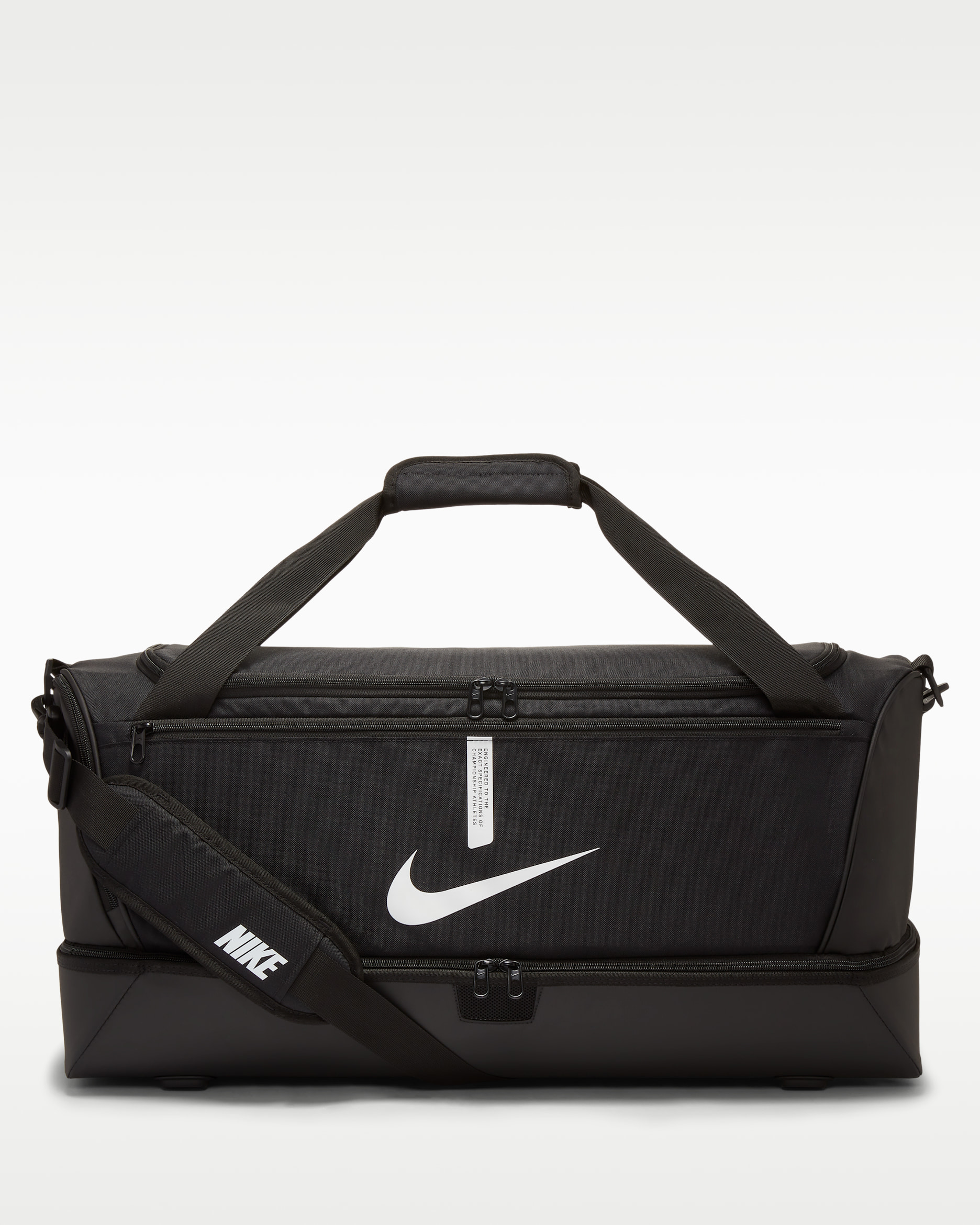 Saco de desporto de futebol rígido Nike Academy Team (grande, 59 L) - Preto/Preto/Branco