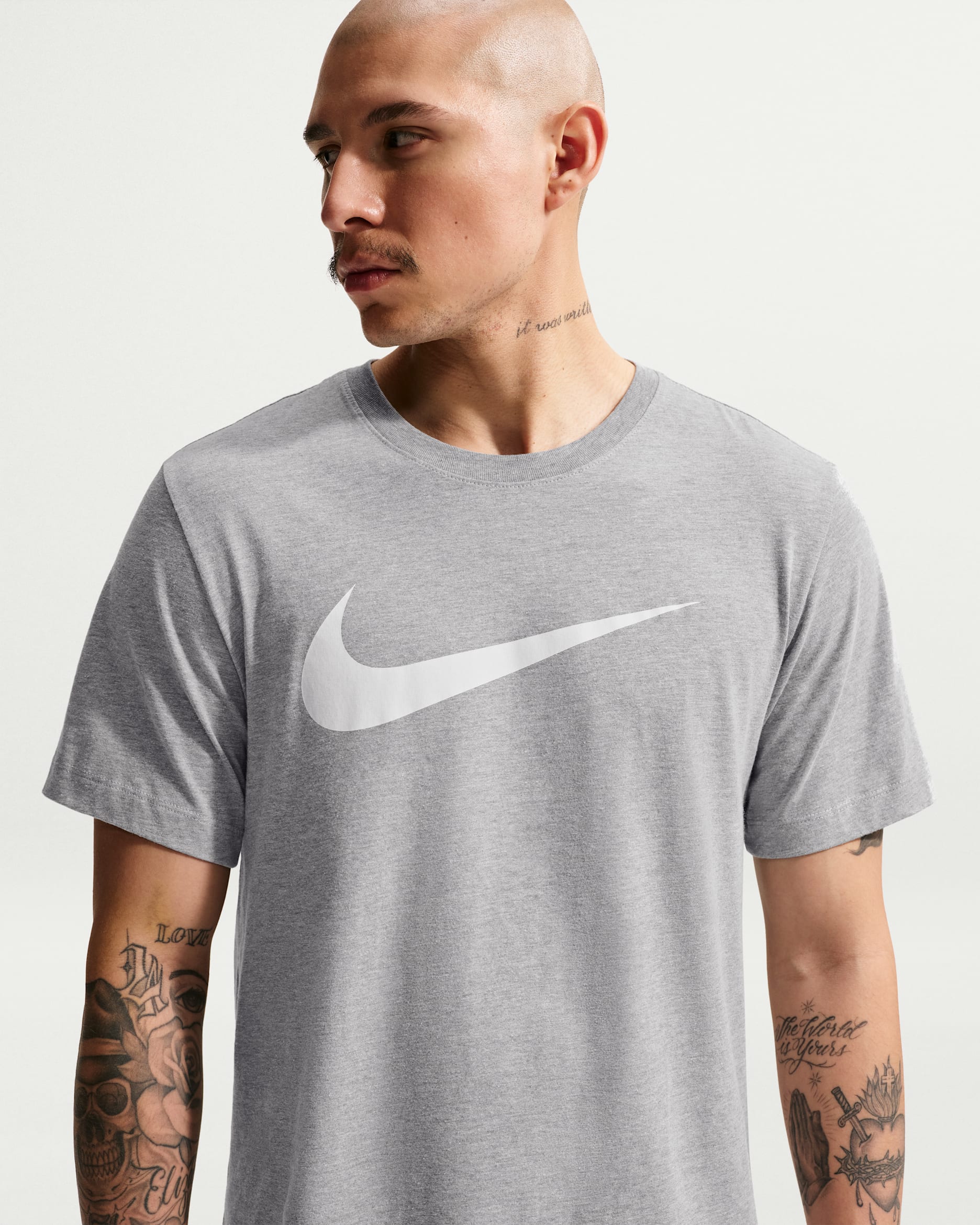 Nike Sportswear Swoosh Men's T-Shirt - Dark Grey Heather/White