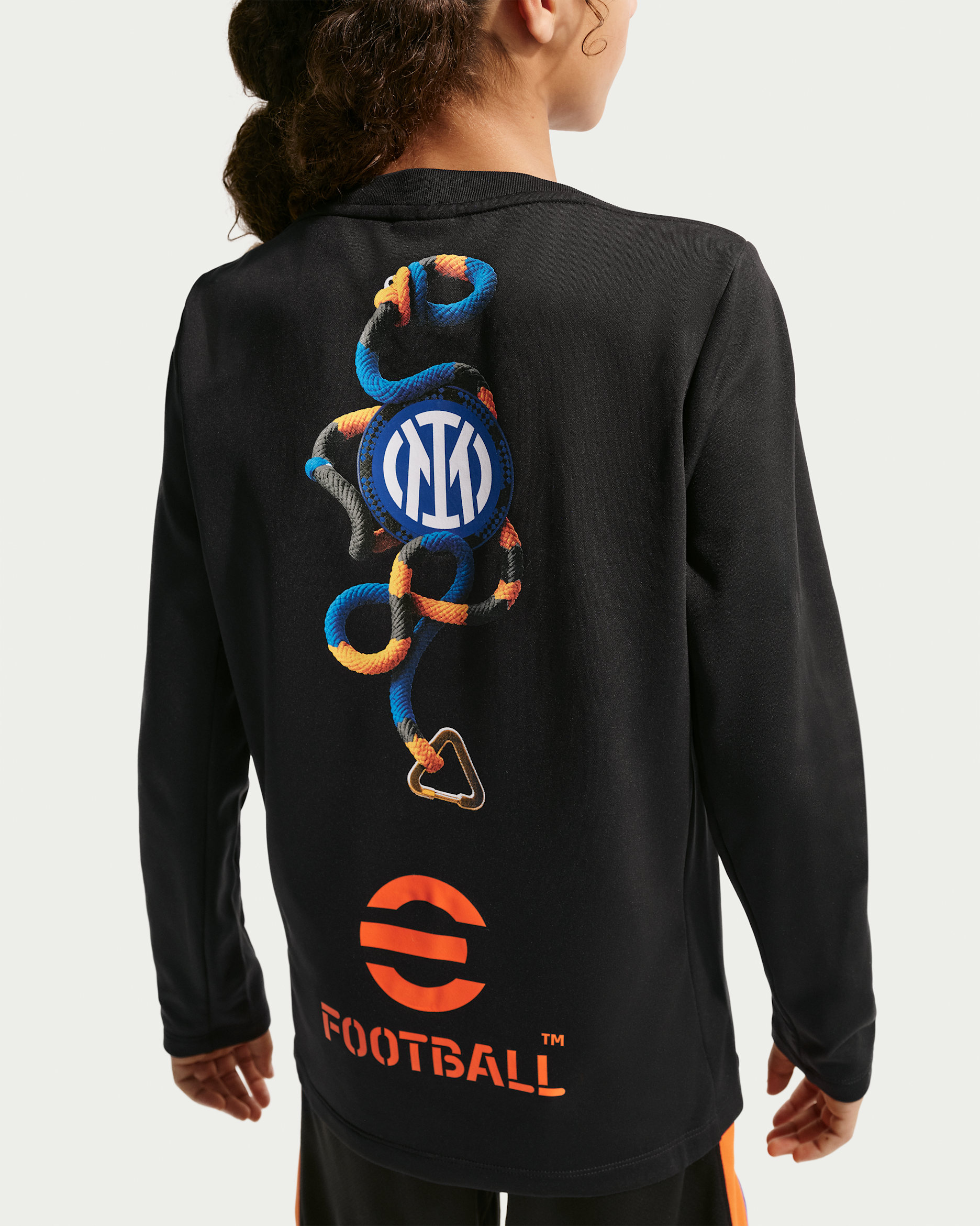 Ποδοσφαιρική μακρυμάνικη μπλούζα προθέρμανσης Ίντερ Nike ACG Dri-FIT Academy Pro SE για μεγάλα παιδιά - Μαύρο/Safety Orange