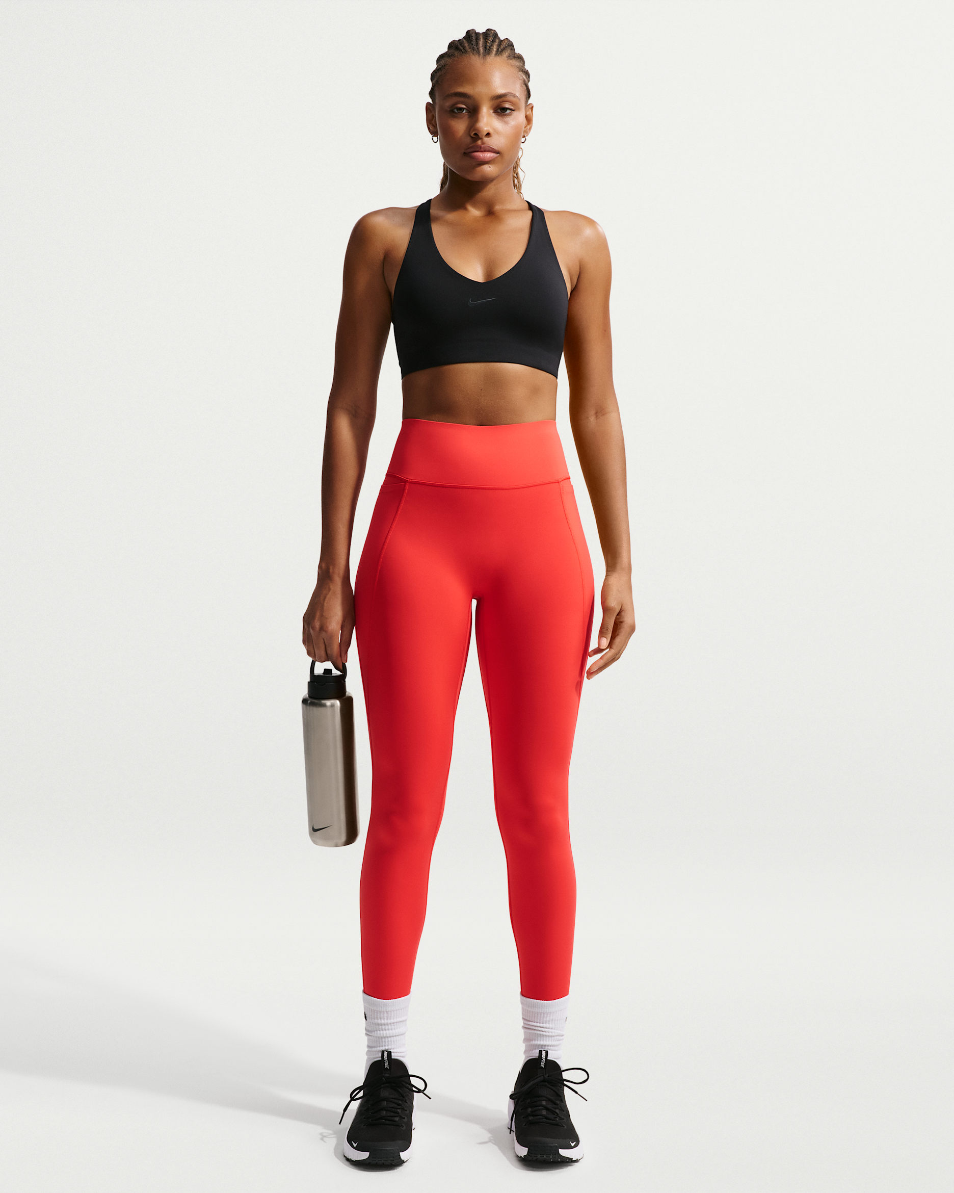 Leggings de cintura alta sin costura delantera de 7/8 para mujer Nike Universa - Carmesí claro/Rojo universitario/Rojo universitario