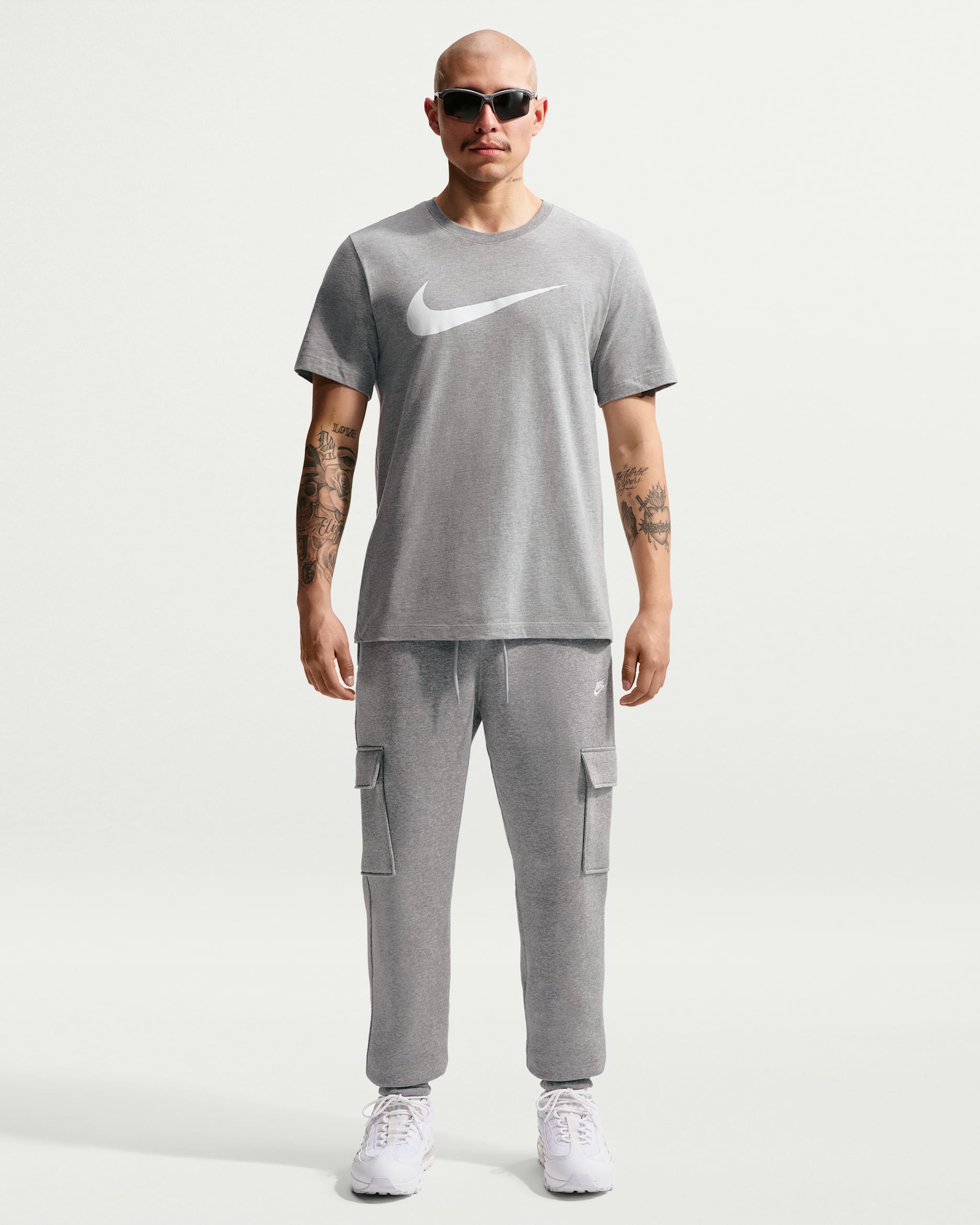 Pants cargo de tejido Fleece para hombre Nike Club - Gris oscuro jaspeado/Gris humo claro/Blanco