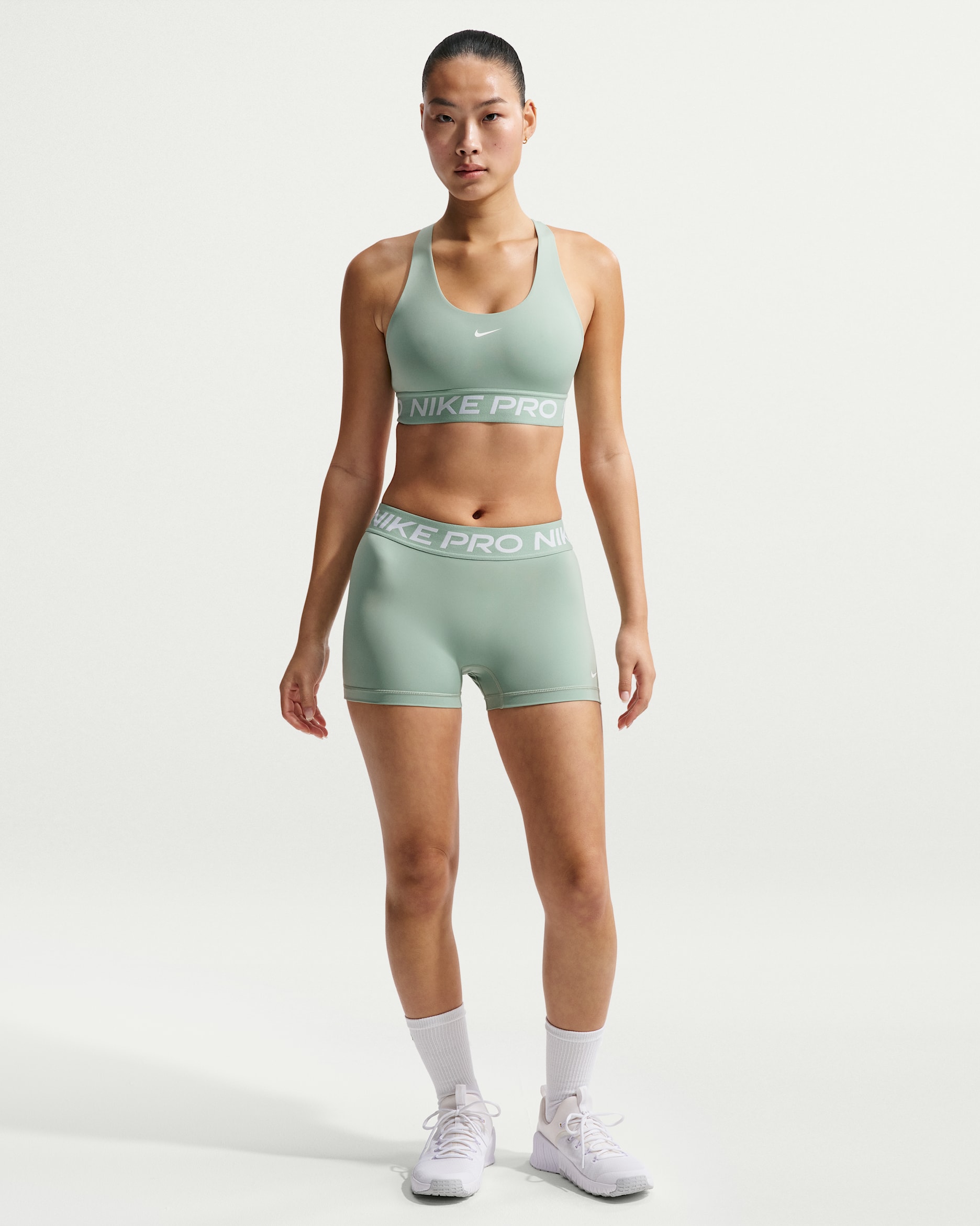 Nike Pro Women's Mid-Rise 3" Biker Shorts - Steam/White