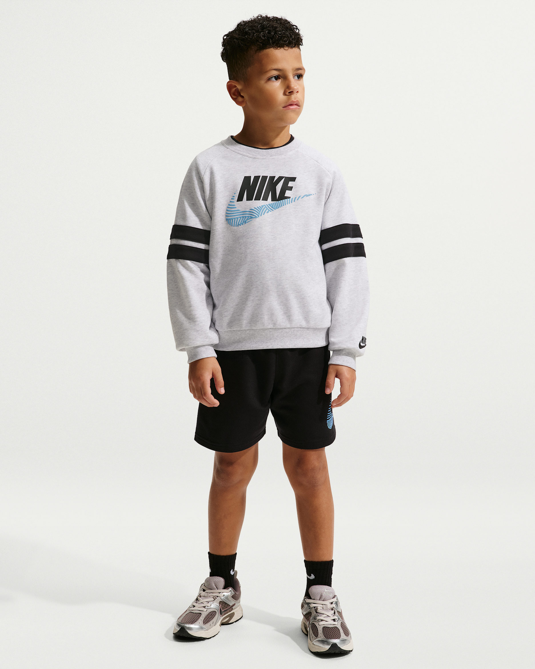 Nike Sportswear In The Zone Little Kids' French Terry Oversized Crew - Birch Heather