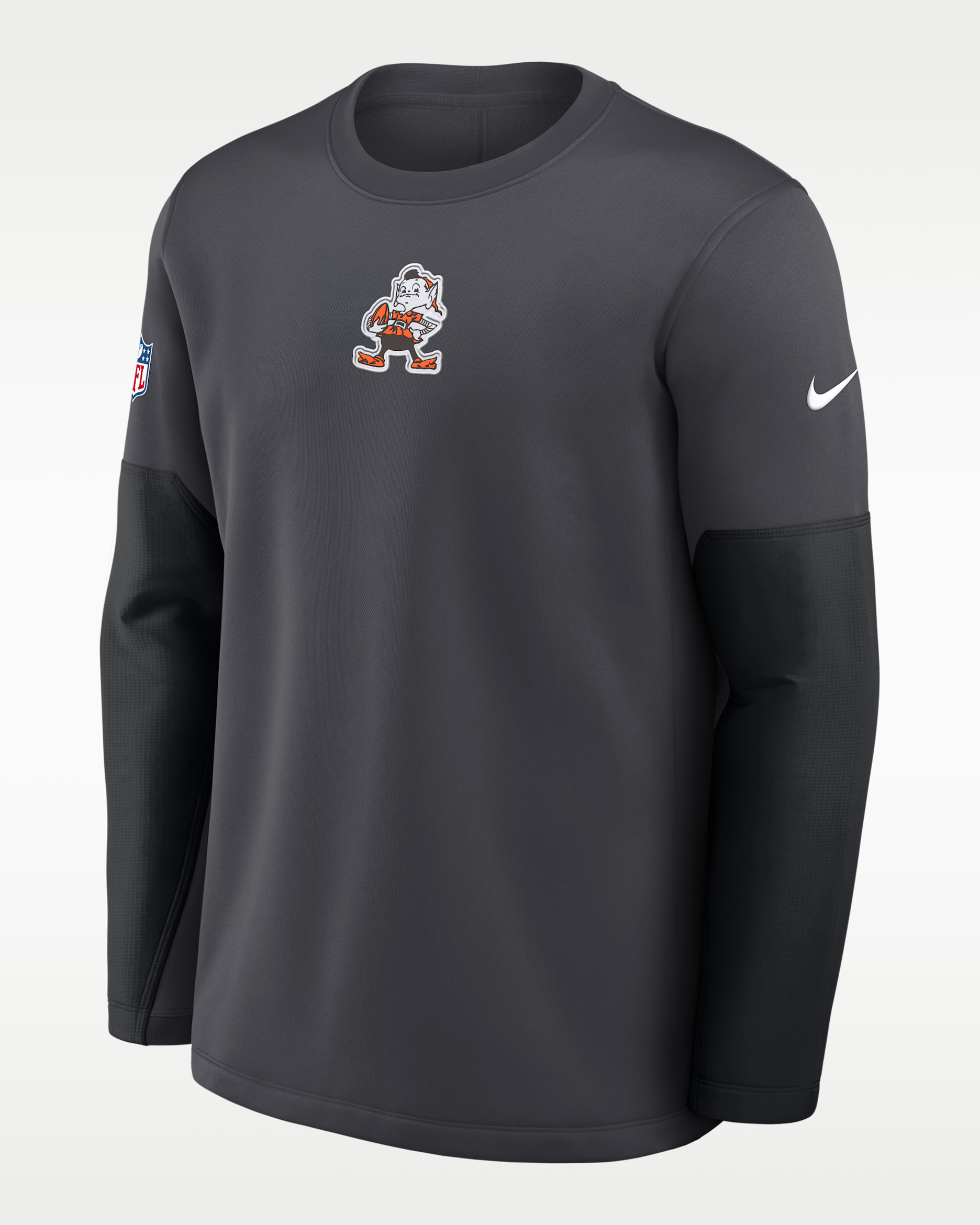 Playera de manga larga Nike Therma-FIT de la NFL para hombre Cleveland Browns Scripted To Win Sideline Coach - Antracita