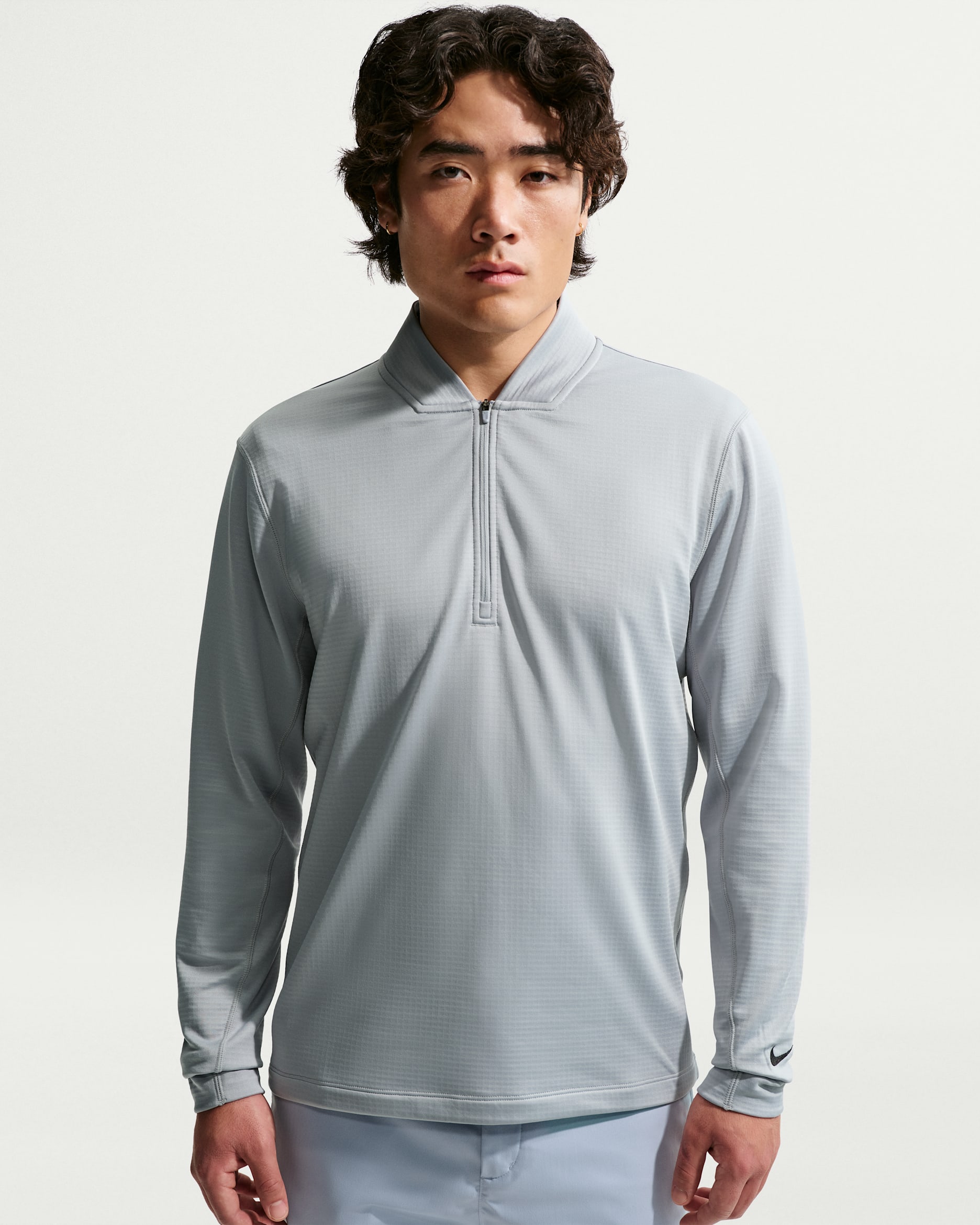 나이키 벨로시티 남성 써마 핏 하프집 골프 탑 - 울프 그레이/블랙