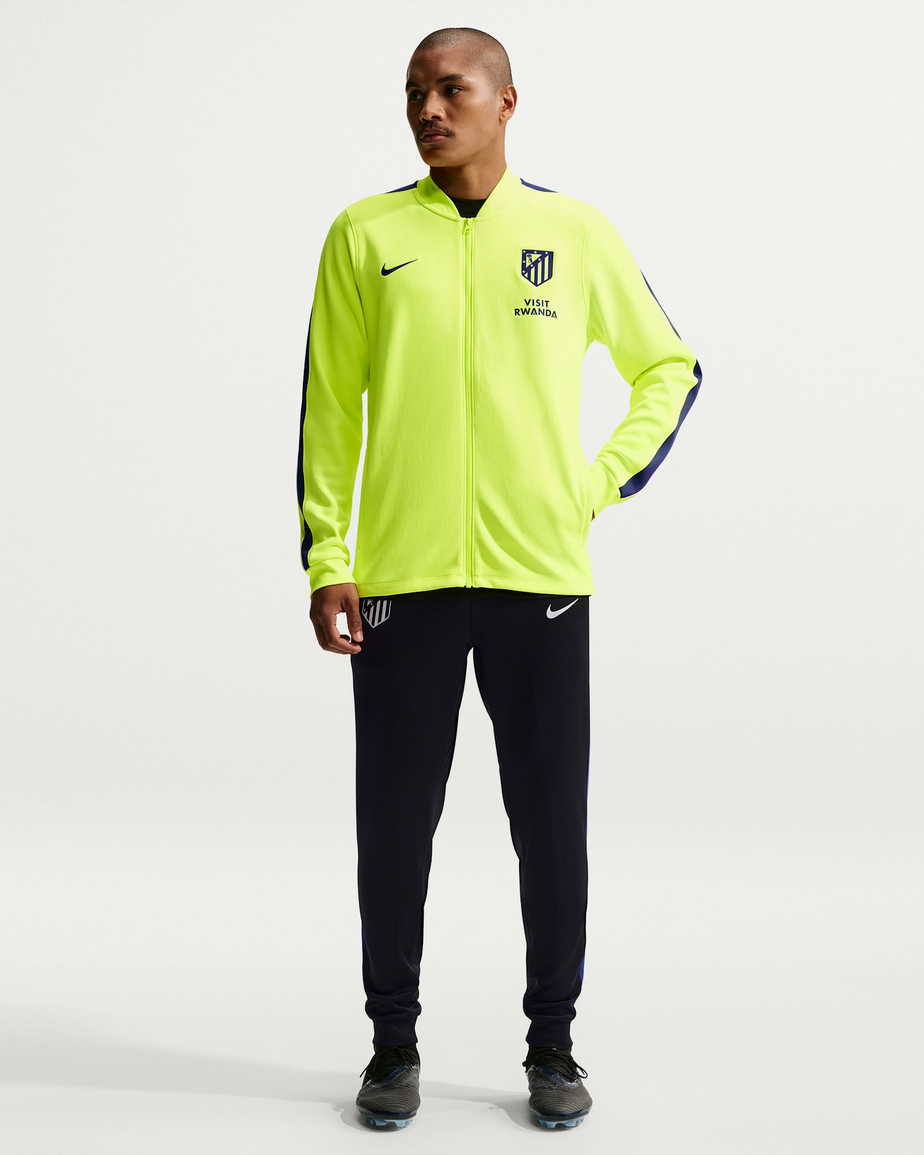 Survêtement de foot en maille Nike Dri-FIT Atlético Madrid Strike pour homme - Volt/Noir/Deep Royal Blue/Deep Royal Blue