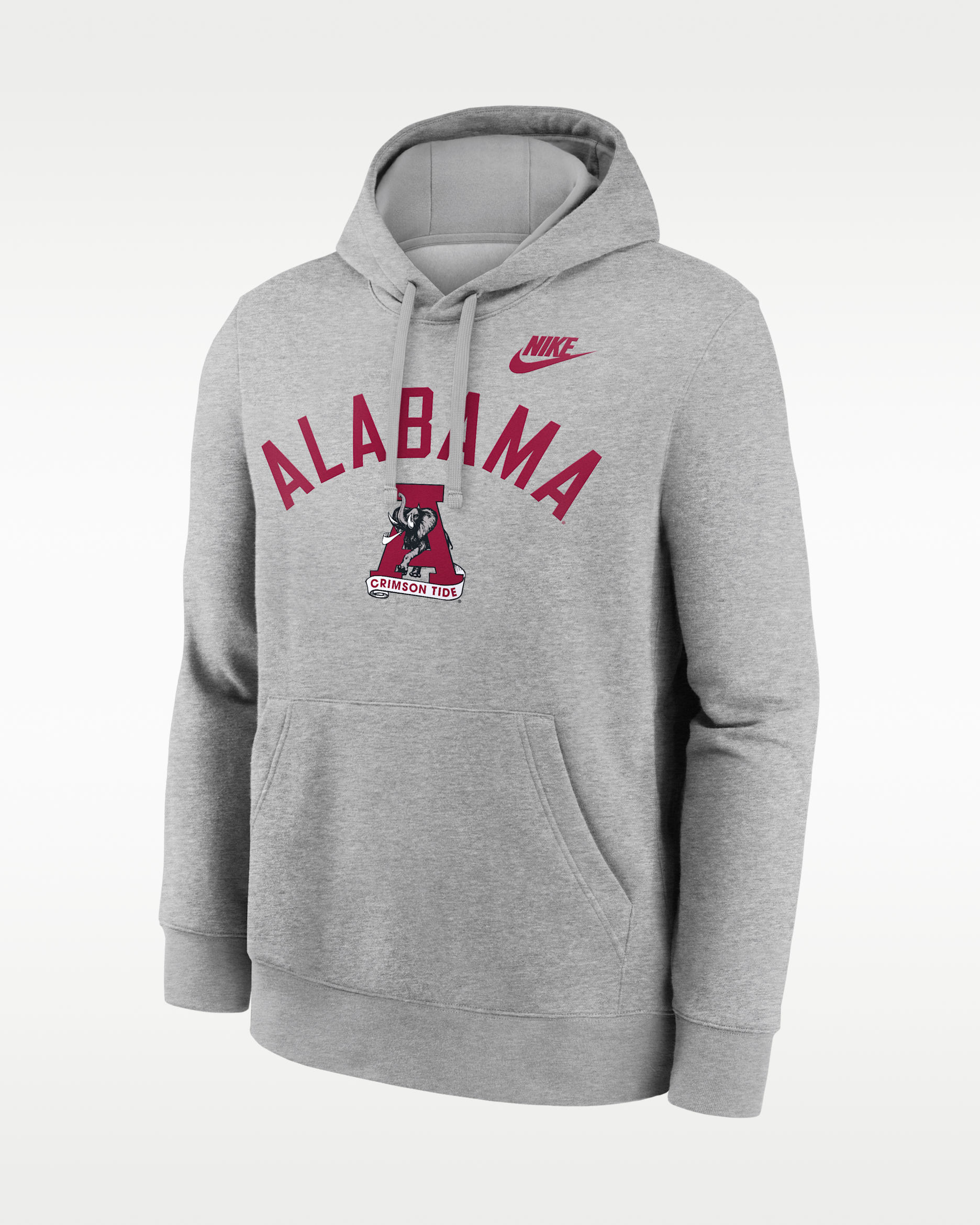 Alabama Legacy Arch Club Men's Nike College Pullover Hoodie - Grey Heather