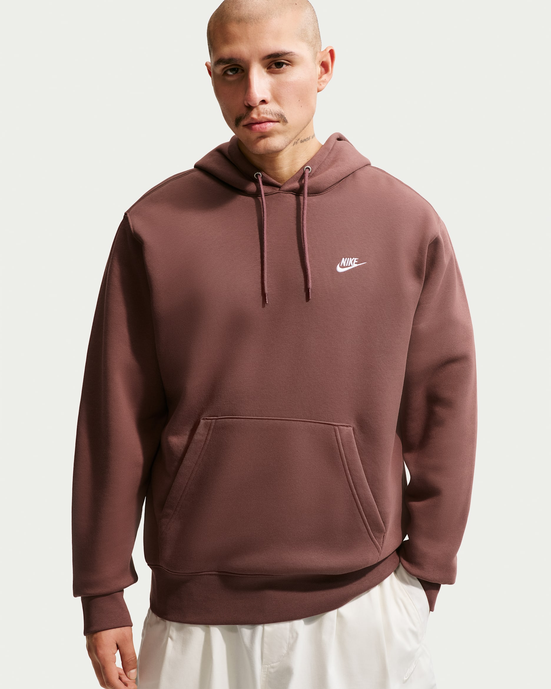 Nike Club Men's Pullover Fleece Hoodie - Tattoo/Tattoo/White