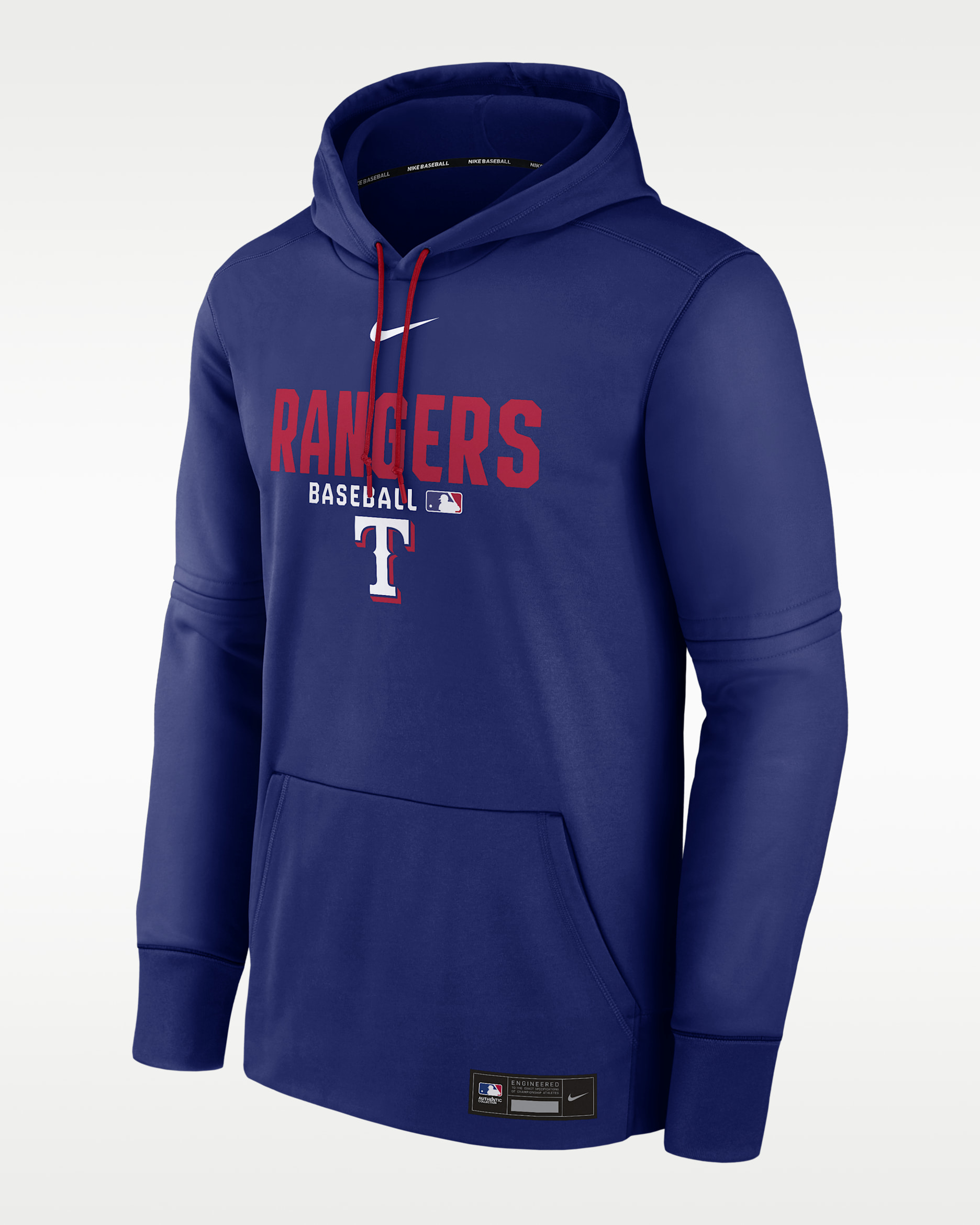 Sudadera con gorro sin cierre Nike Therma de la MLB para hombre Texas Rangers Authentic Collection - Azul royal intenso