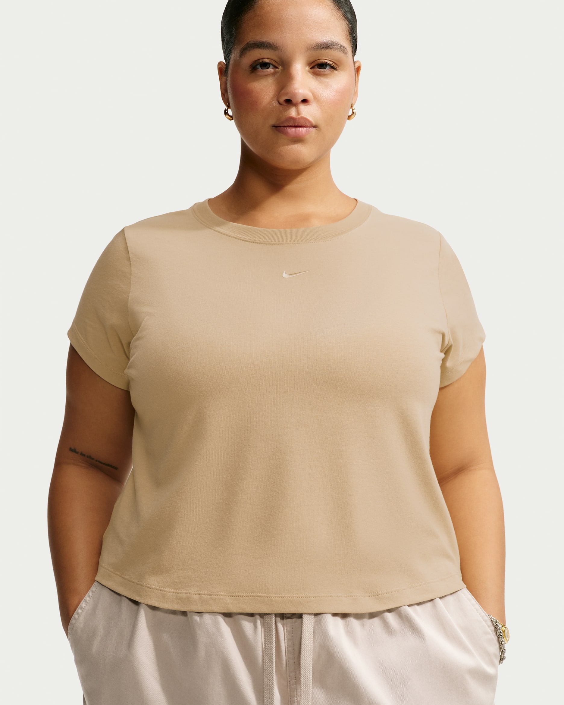 Nike Sportswear Chill Knit Women's Cropped T-Shirt (Plus Size) - Linen