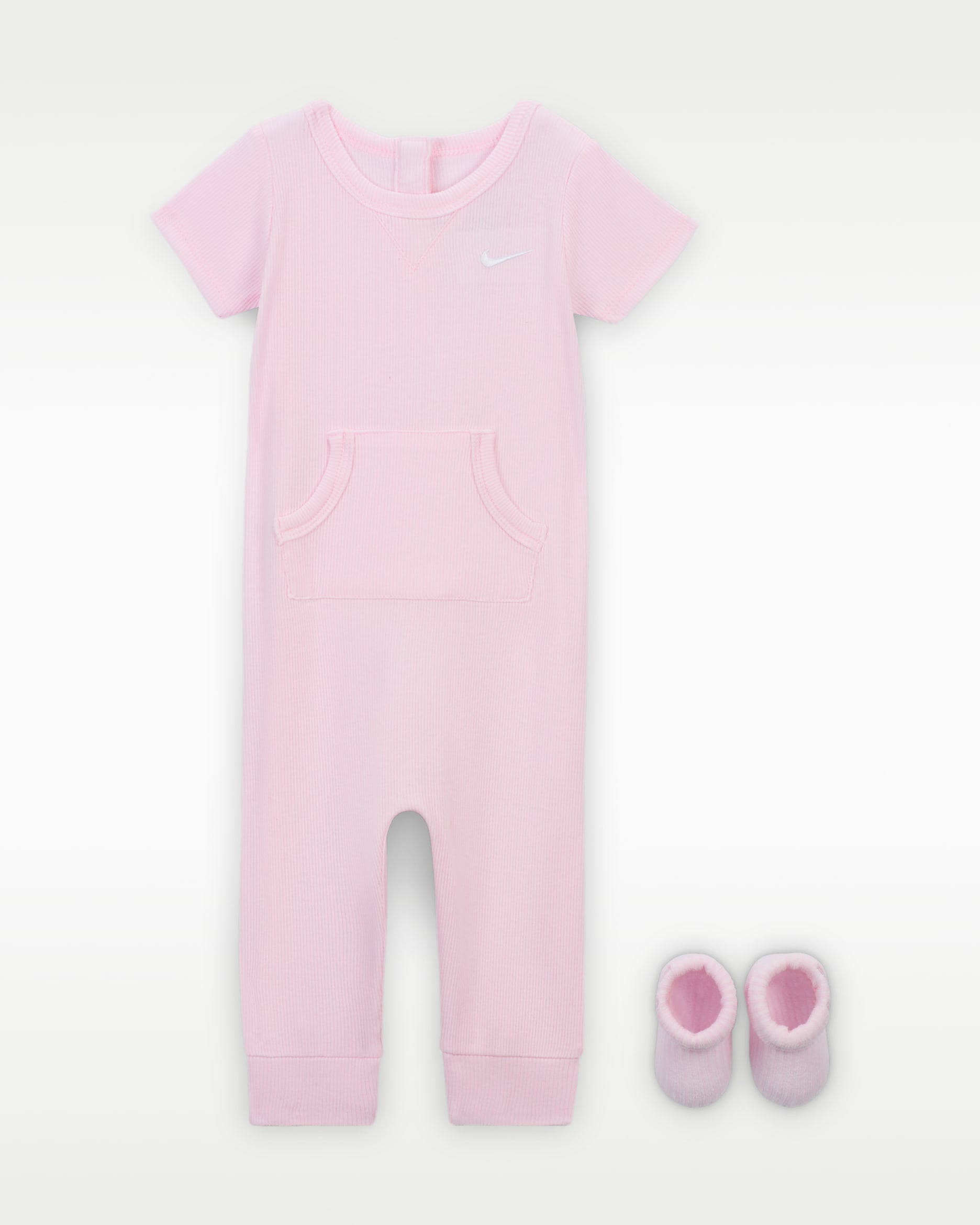 Nike Baby Rib Knit Romper and Socks Set - Pink Foam