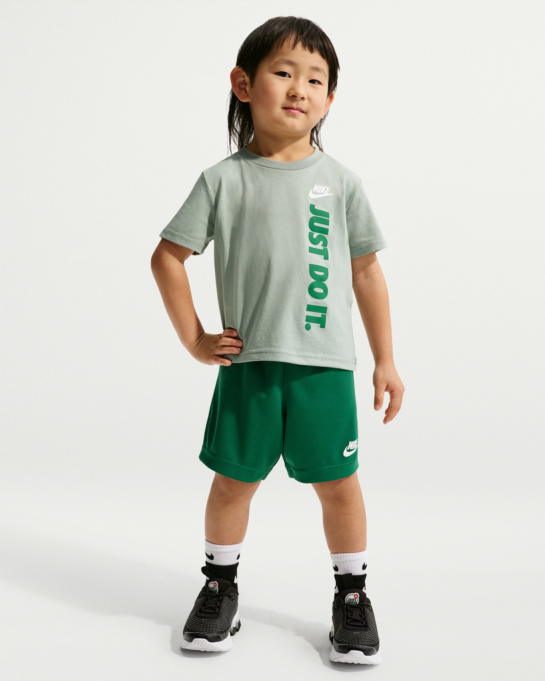 Nike Sportswear Toddler "Just Do It" Graphic T-Shirt and Mesh Shorts Set - Malachite