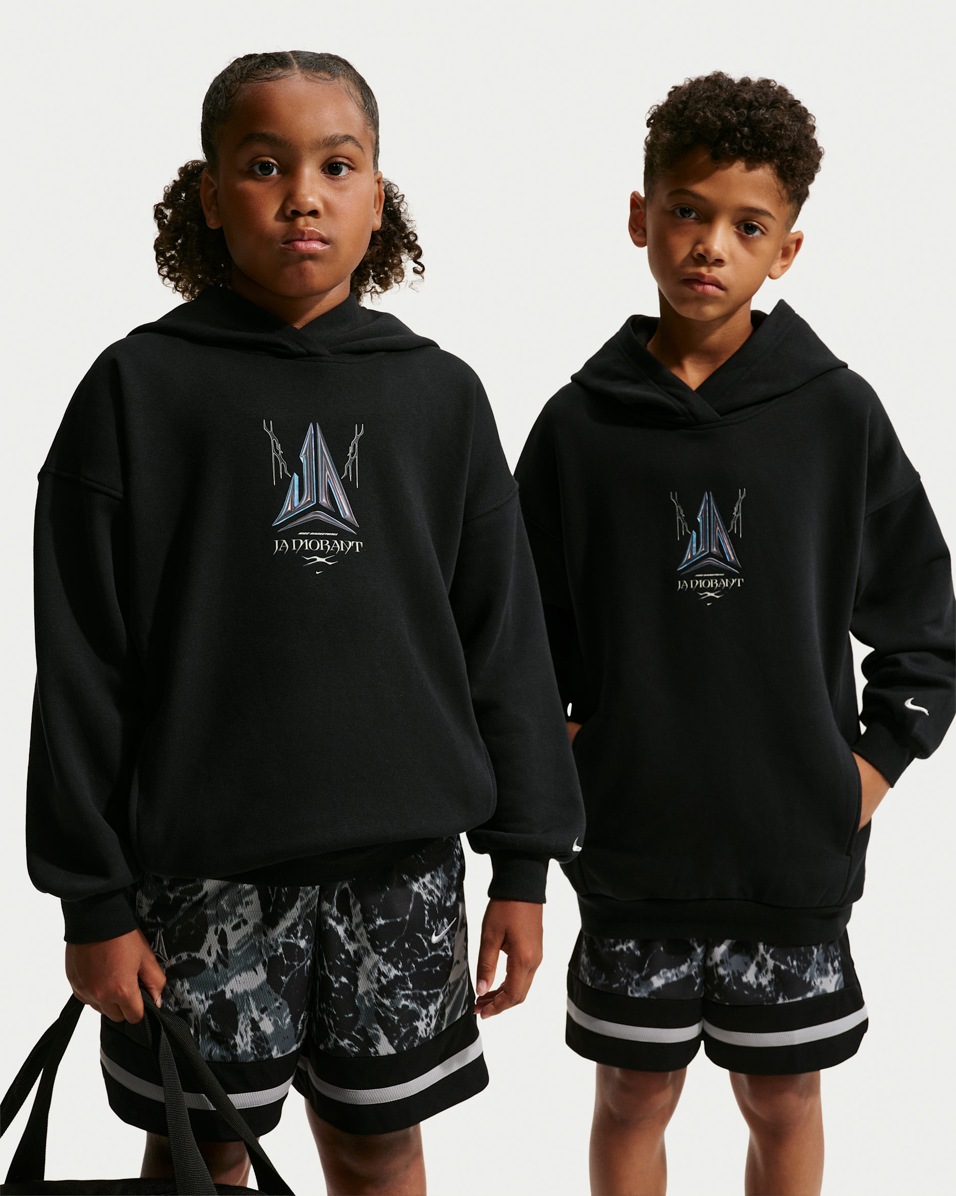 Sweat à capuche oversize Club Fleece Ja pour pré-ado - Noir/Blanc
