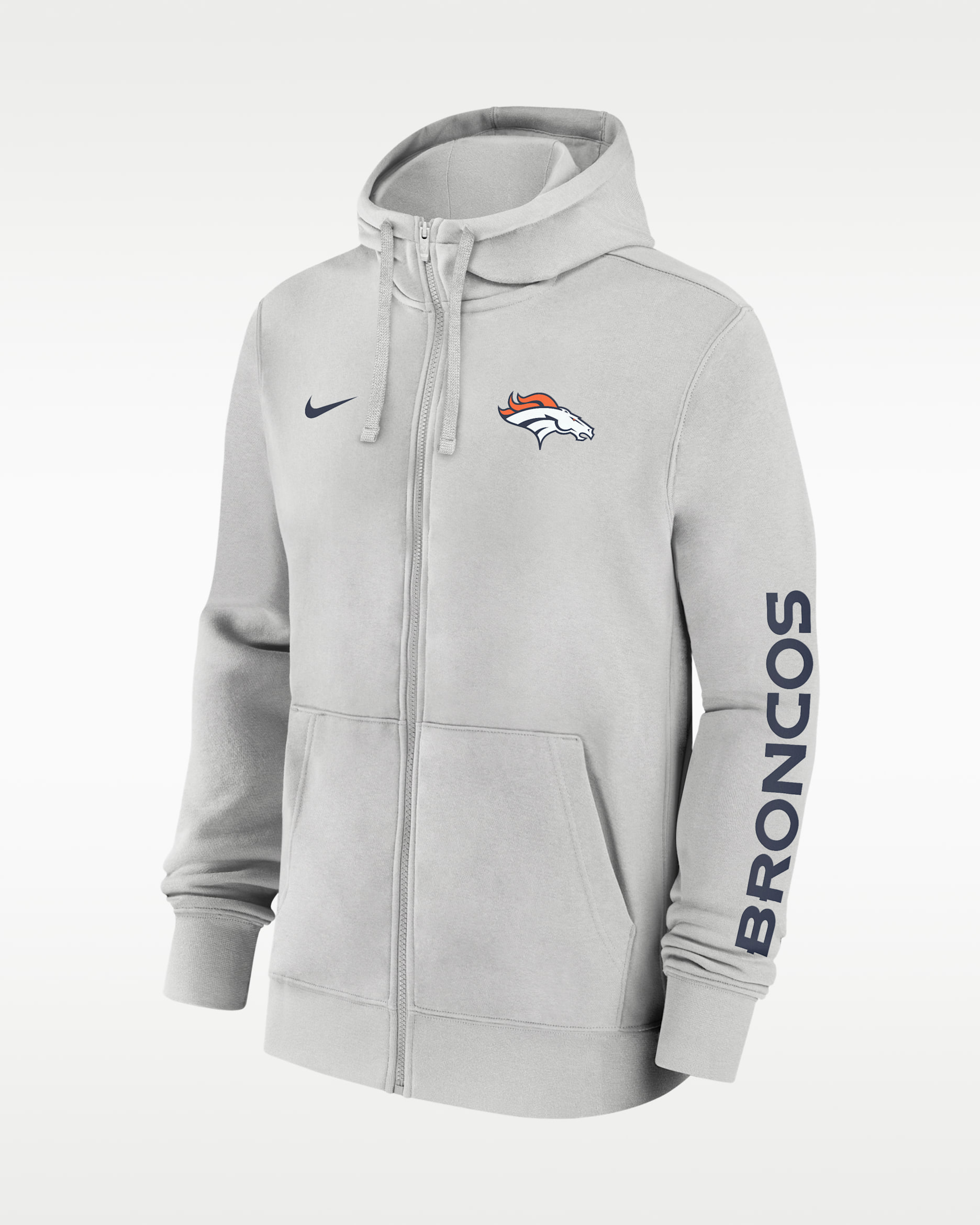 Denver Broncos Club Men's Nike NFL Full-Zip Hoodie - Grey