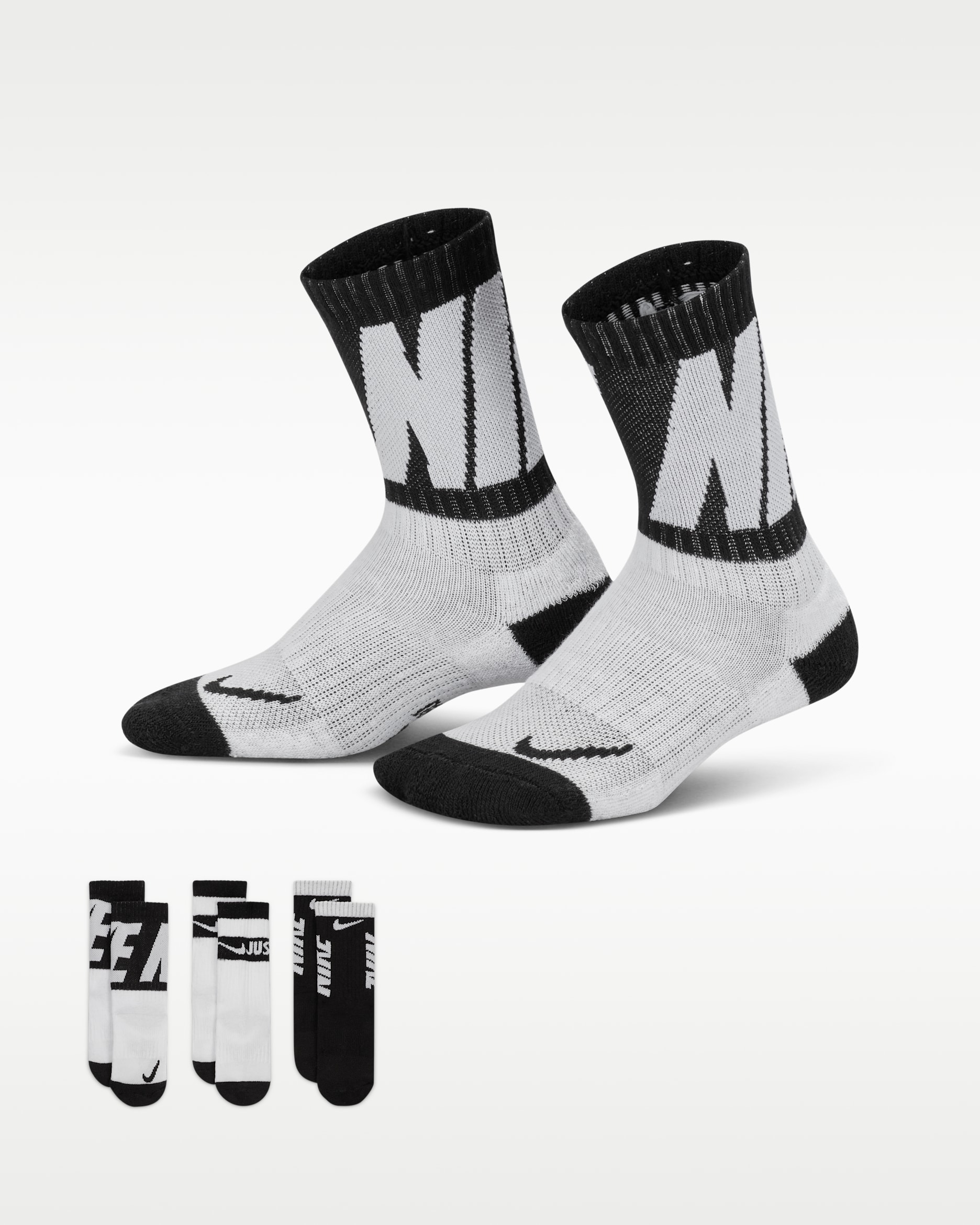 Calcetas deportivas Dri-FIT para niños talla pequeña (3 pares) Nike - Negro