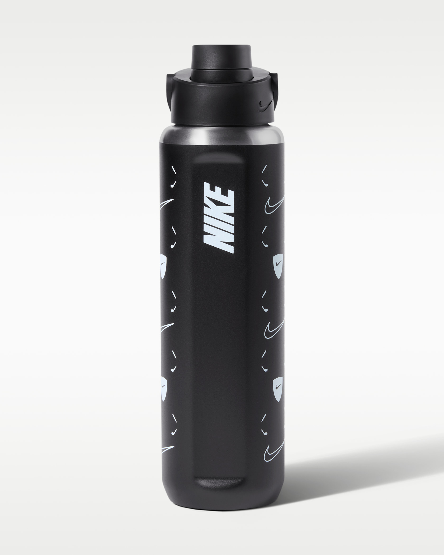 Botella de acero inoxidable con pico (950 ml) Nike Recharge - Negro/Negro/Blanco