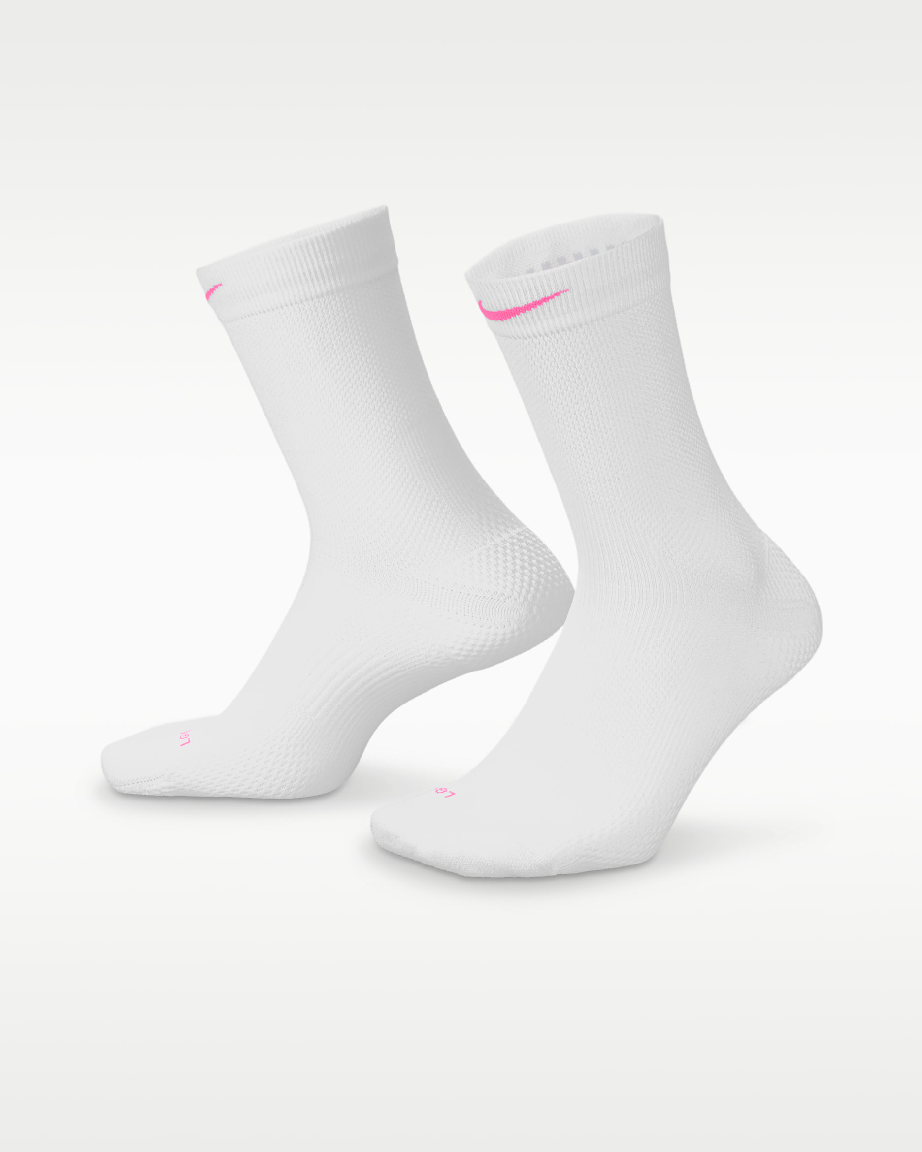 Nike Running Lightweight Crew Socks (1 Pair) - White/Black/Pure Platinum/Hyper Pink