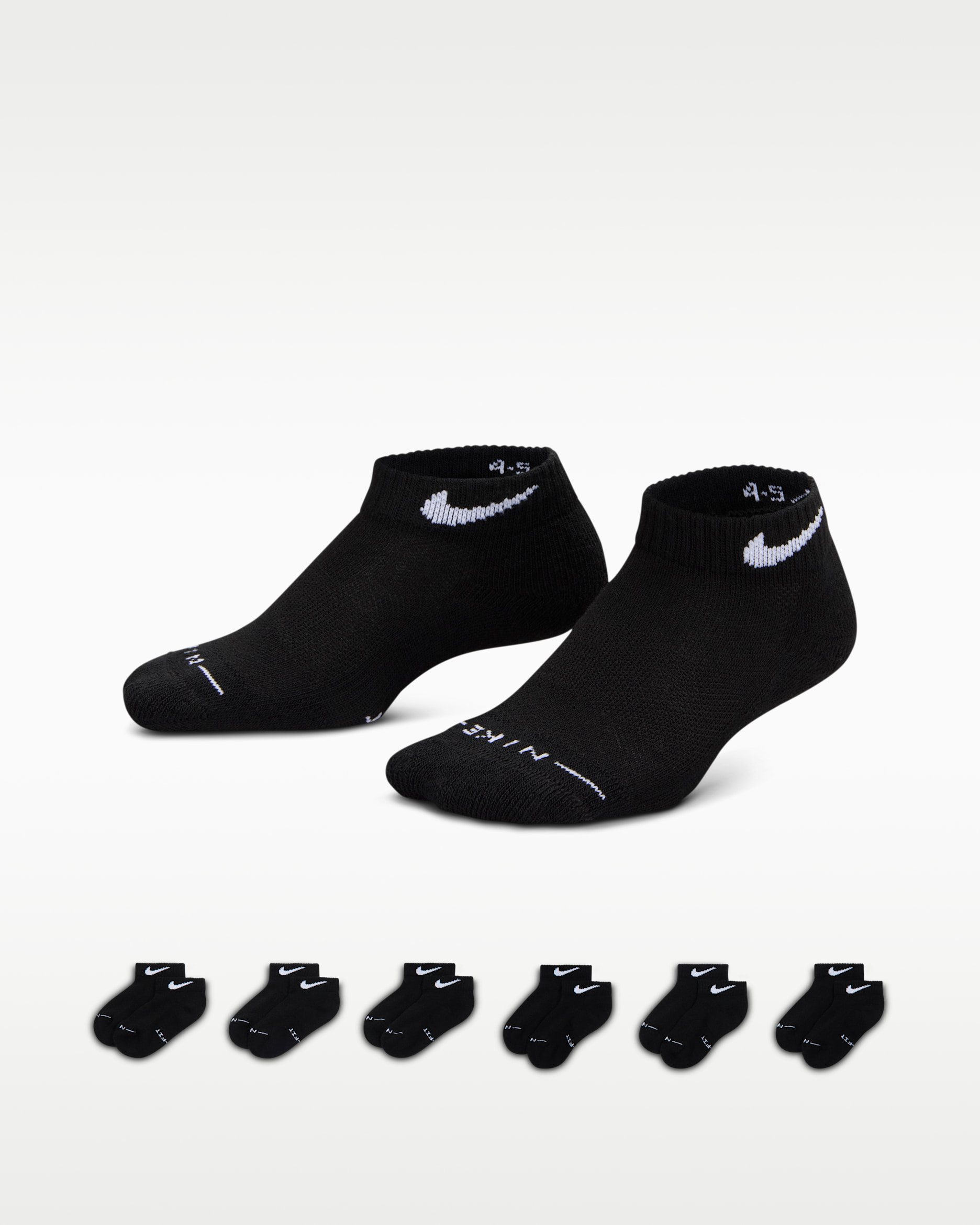 Nike Kids' Dri-FIT Elevated Everyday Low Socks (6 Pairs) - Black/White