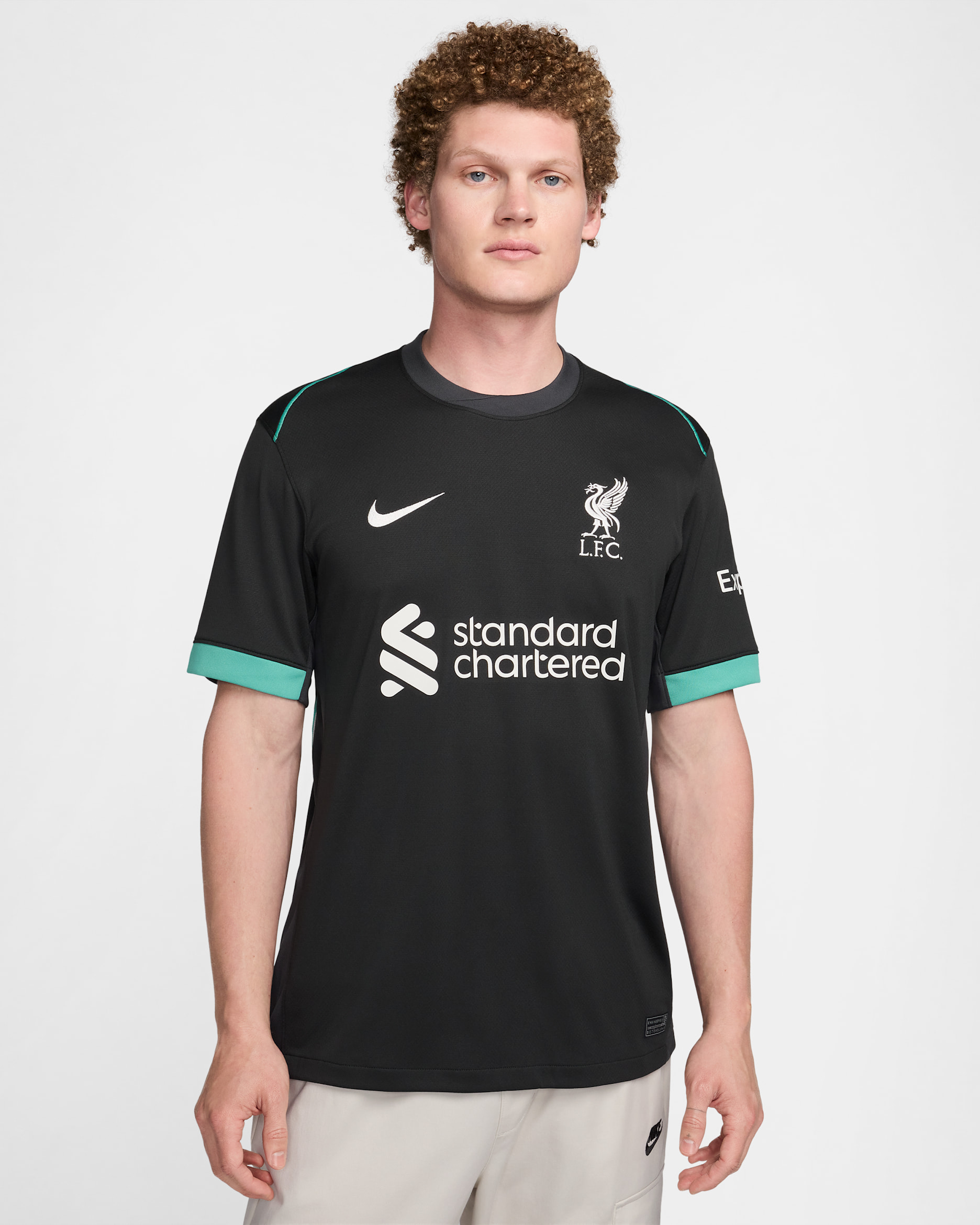 FC Liverpool 2024/25 Stadium Away Nike Replika-Fußballtrikot mit Dri-FIT-Technologie (Herren) - Schwarz/Anthracite/Washed Teal/Sail