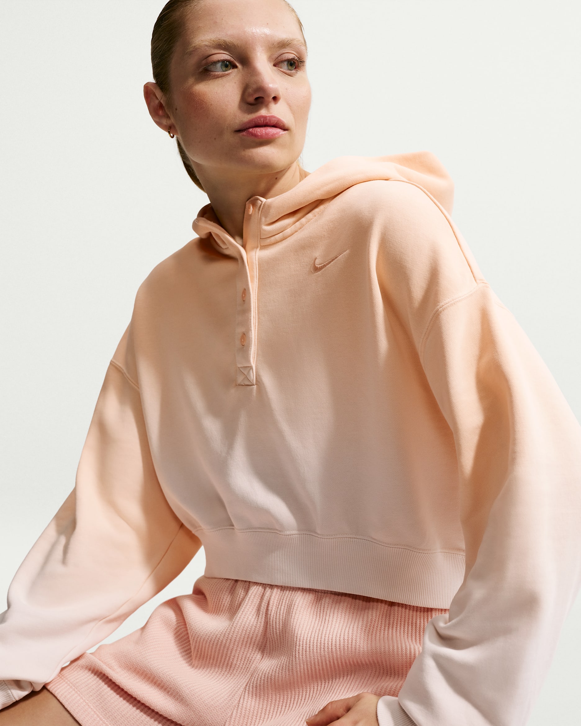 Nike Sportswear Phoenix Fleece Women's Oversized Henley Hoodie - Chalk/Ice Peach/Ice Peach