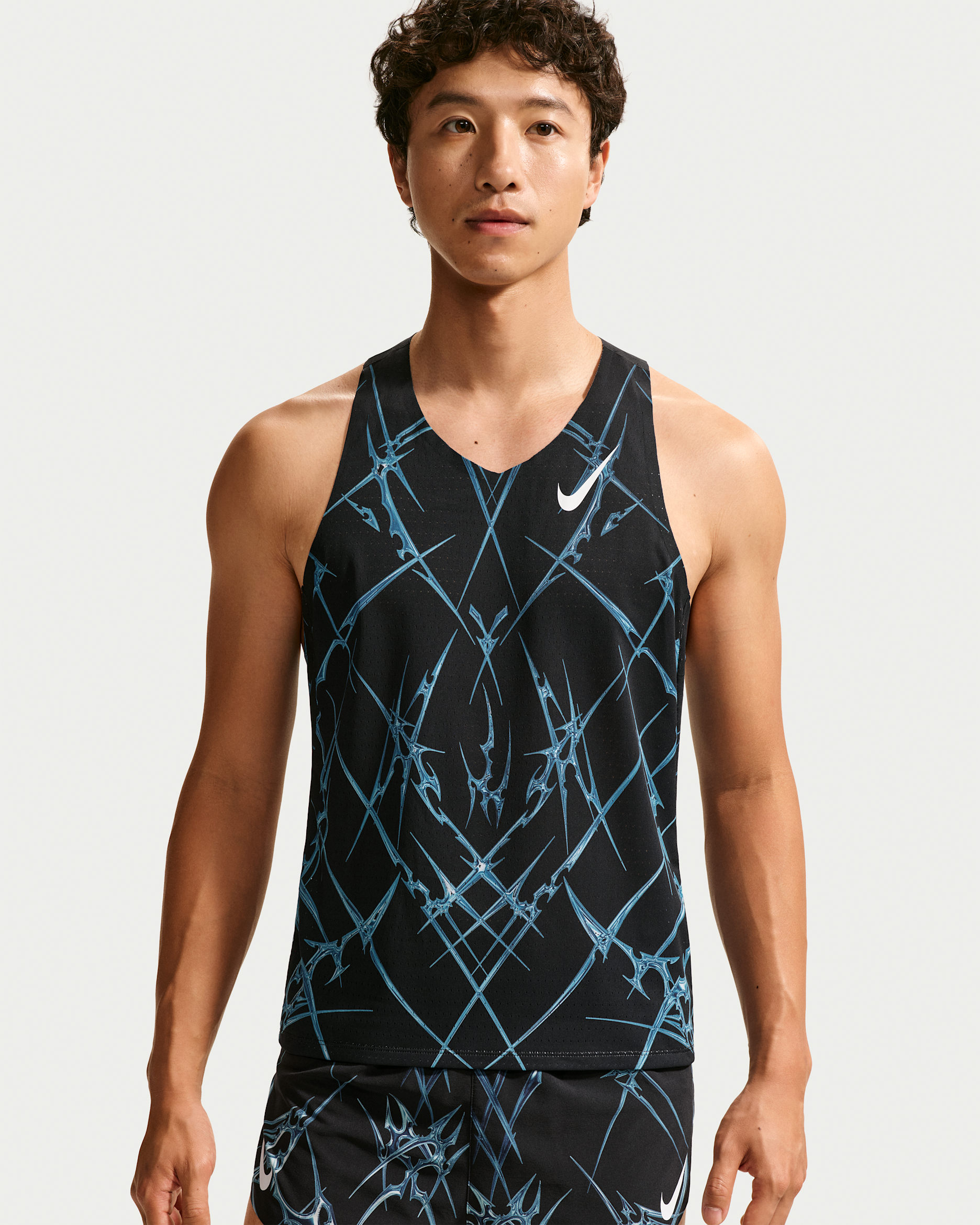 Nike AeroSwift Men's Dri-FIT ADV Printed Running Vest - Black/White