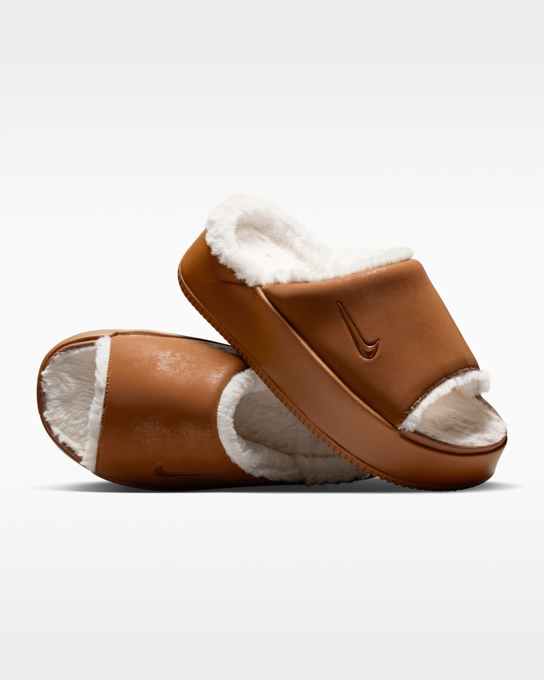Nike Calm Elevation Fur Women's Slides - Light British Tan/Coconut Milk/Light British Tan