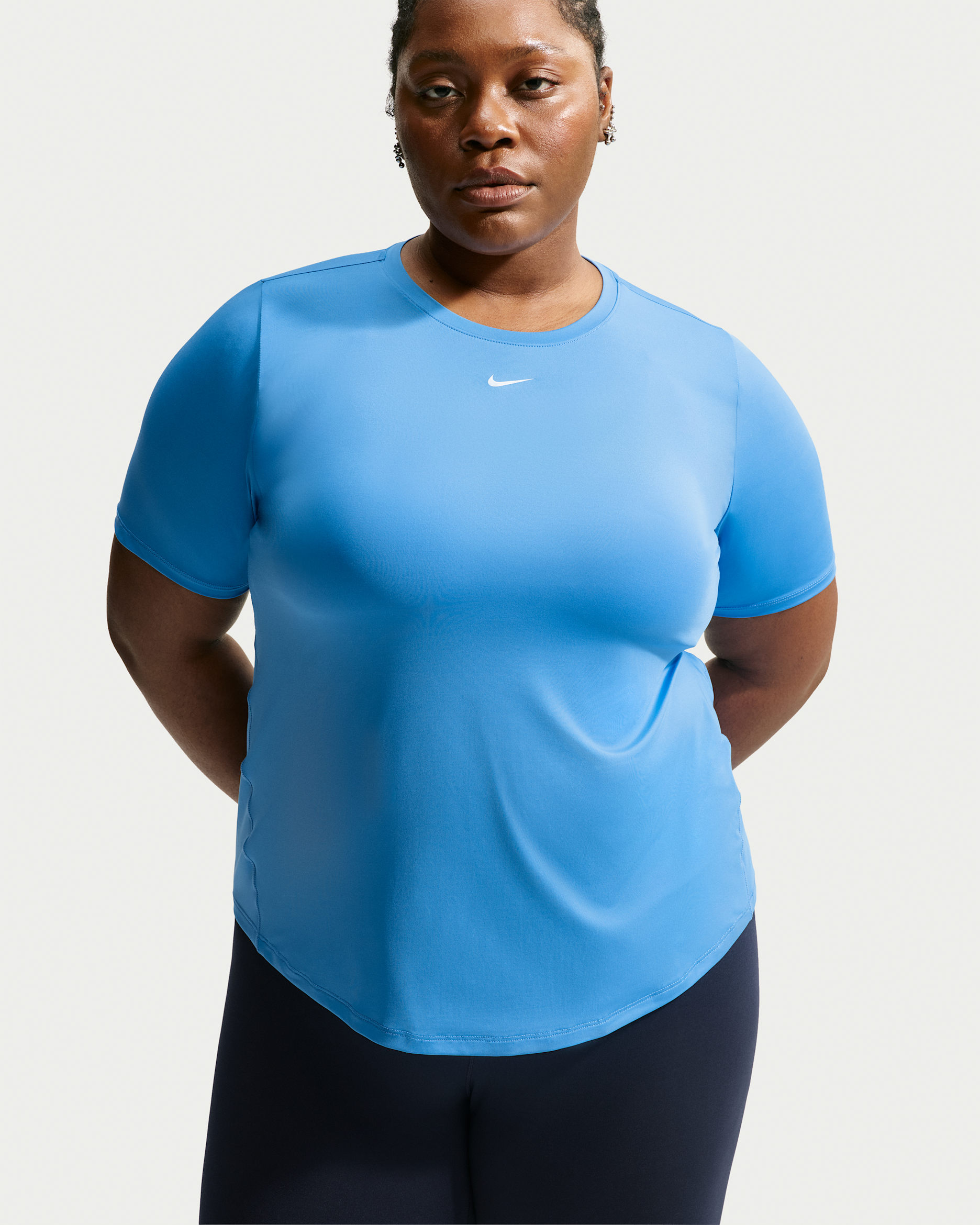 Nike One Classic Women's Dri-FIT Short-Sleeve Top (Plus Size) - University Blue/White