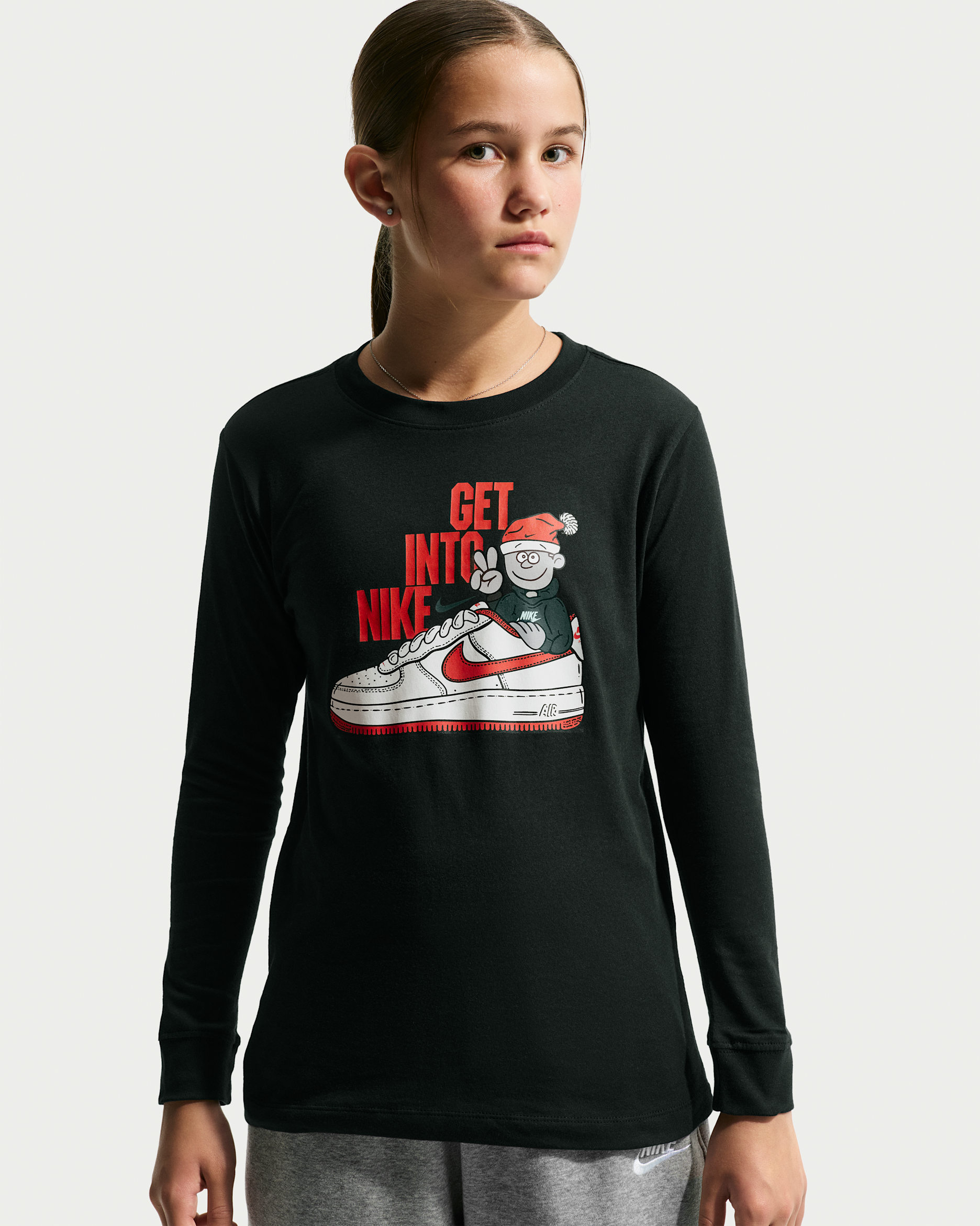 Playera de manga larga para niños grandes Nike Sportswear - Negro