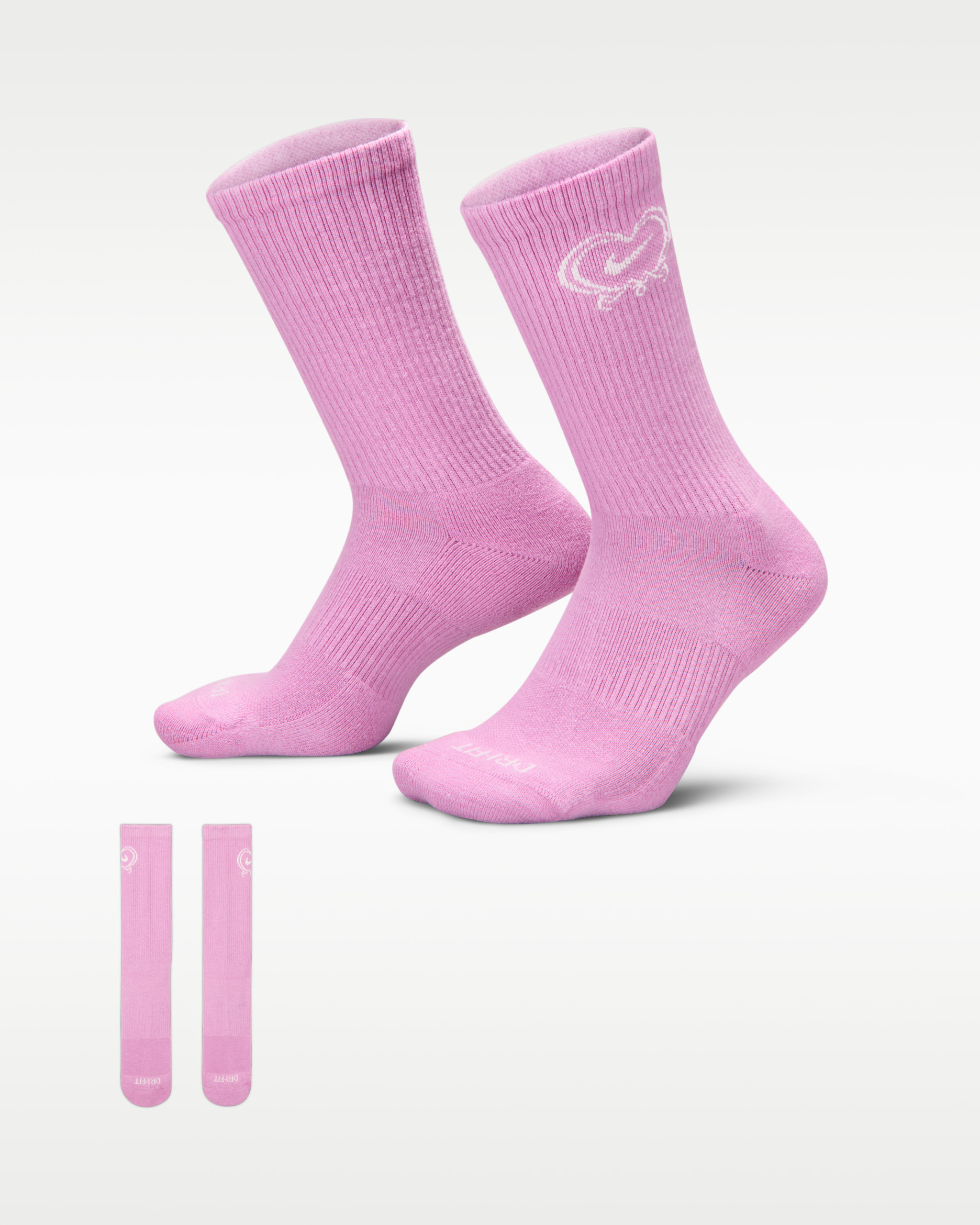Nike Everyday Plus Cushioned Crew Socks (1 Pair) - Light Magenta/Sail