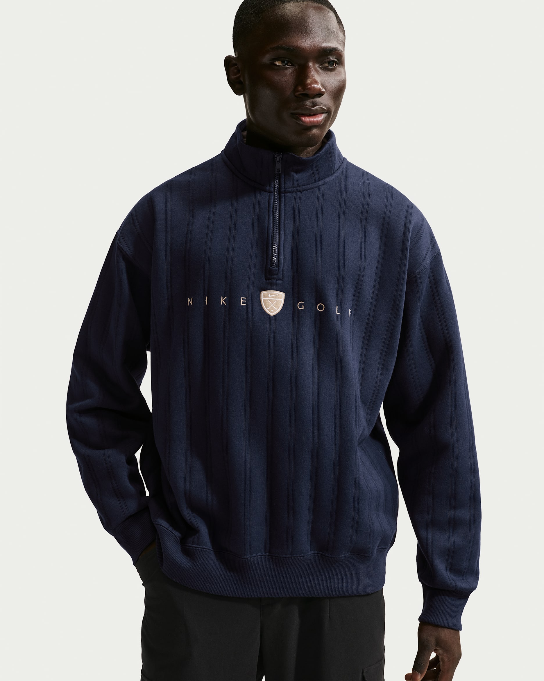 Nike Fairway Fresh Men's Therma-FIT Oversized 1/2-Zip Golf Top - College Navy/Limestone