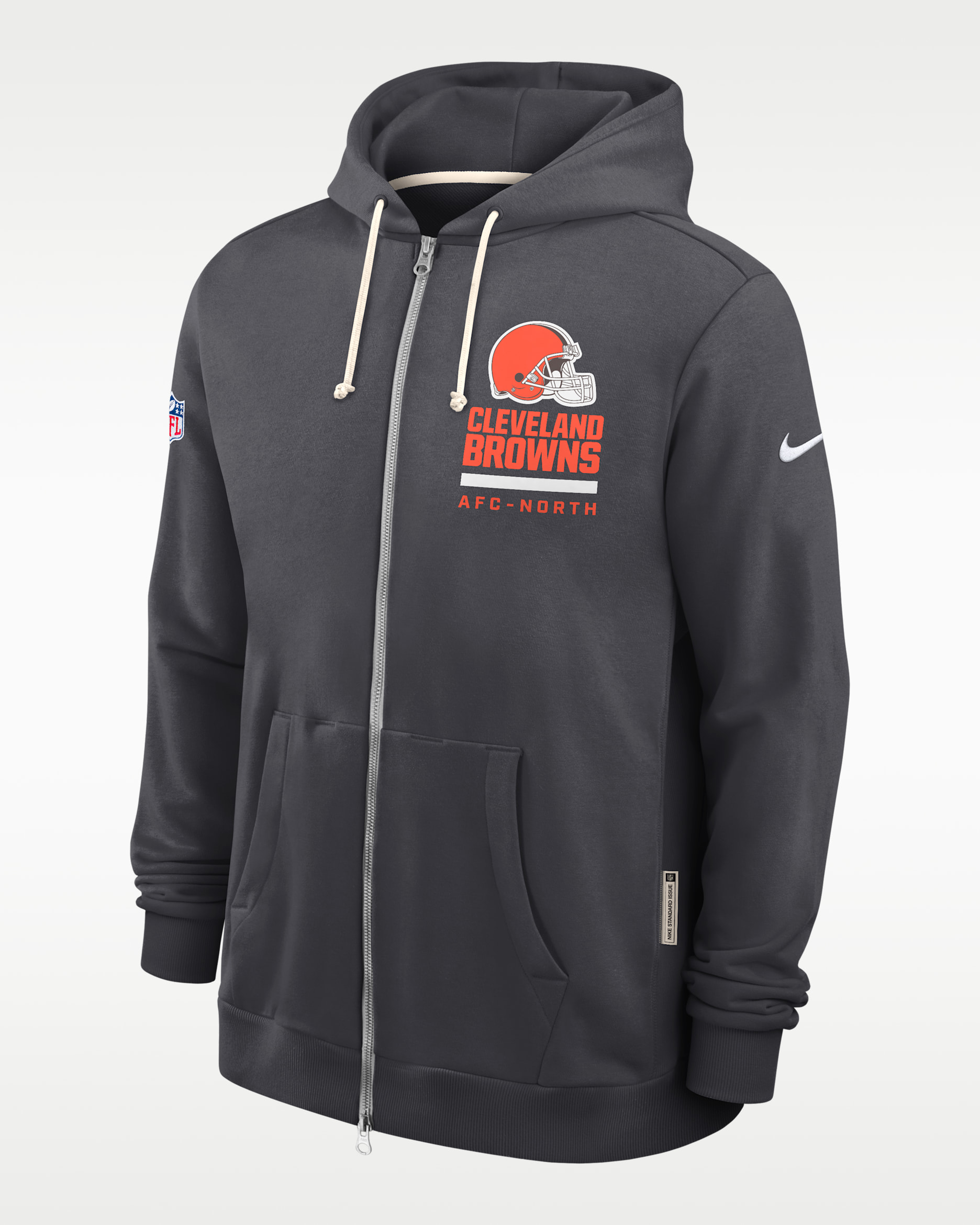 Sudadera con gorro Nike Dri-FIT de la NFL de cierre completo para hombre Cleveland Browns Utility Player Sideline - Antracita