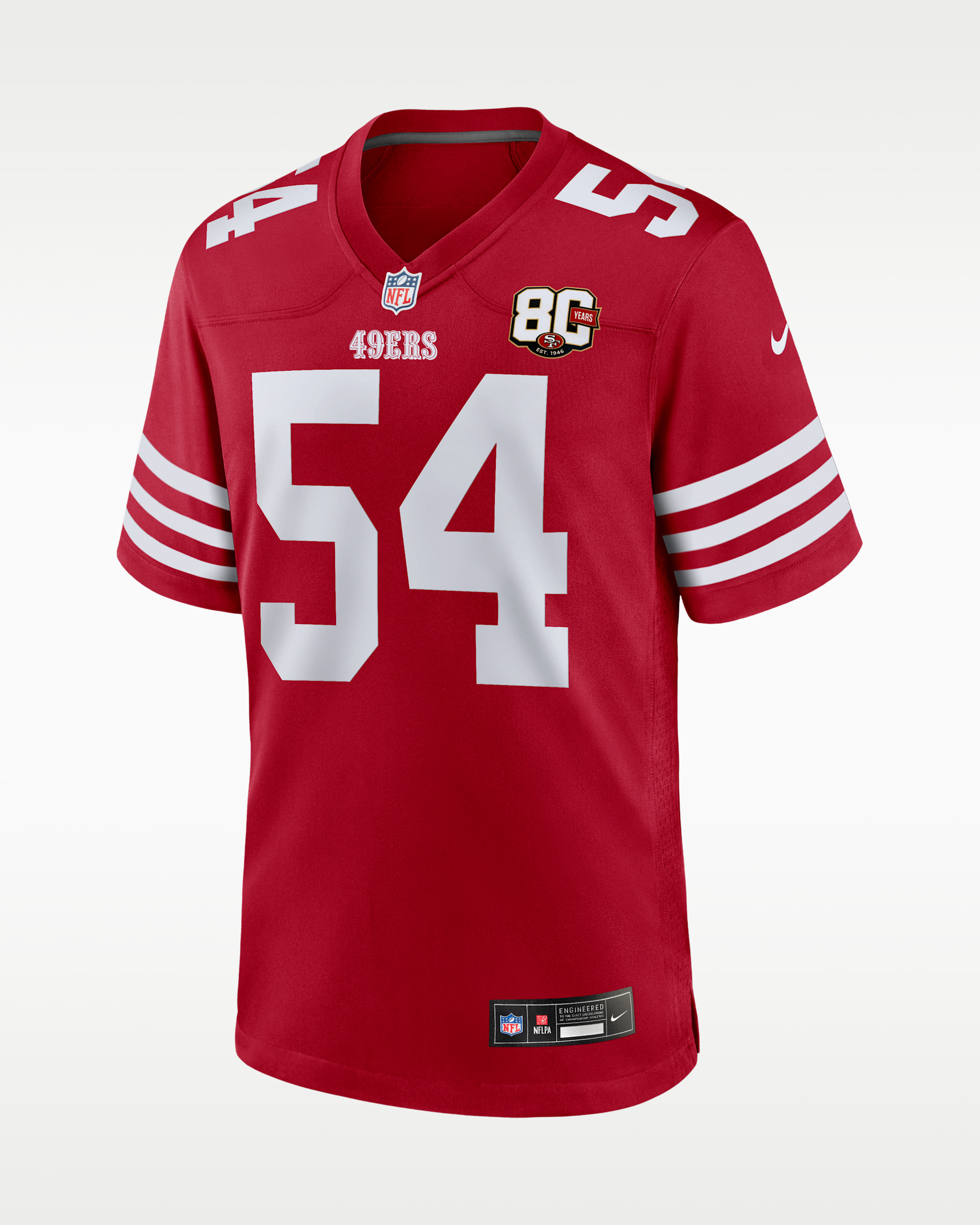Fred Warner San Francisco 49ers 80th Anniversary Men's Nike NFL Game Jersey - Scarlet