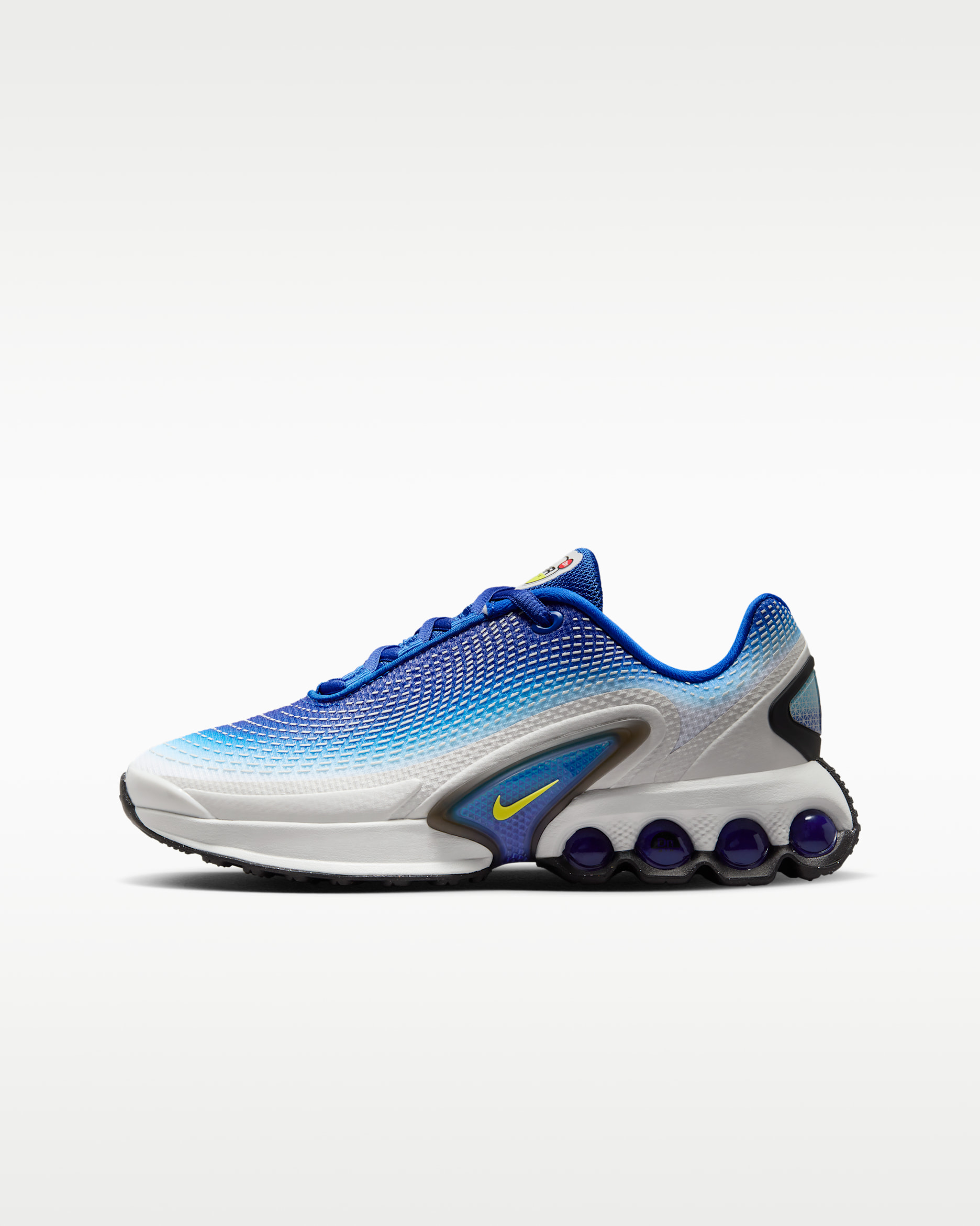 Tenis para niños grandes Nike Air Max Dn - Azul carrera/Azul furia/Negro/Amarillo vibrante