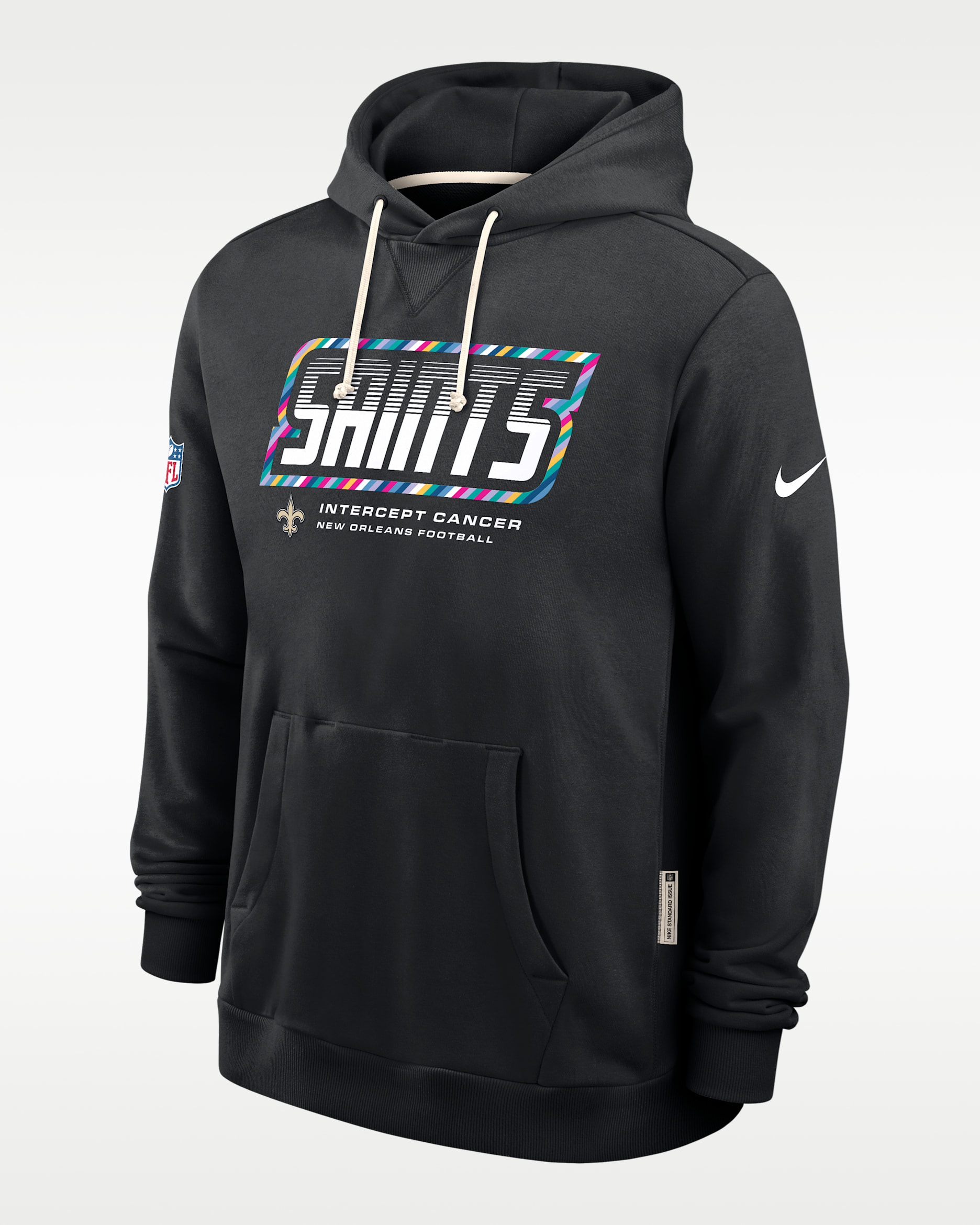 New Orleans Saints Crucial Catch Sideline Standard Issue Men's Nike Dri-FIT NFL Pullover Hoodie - Black