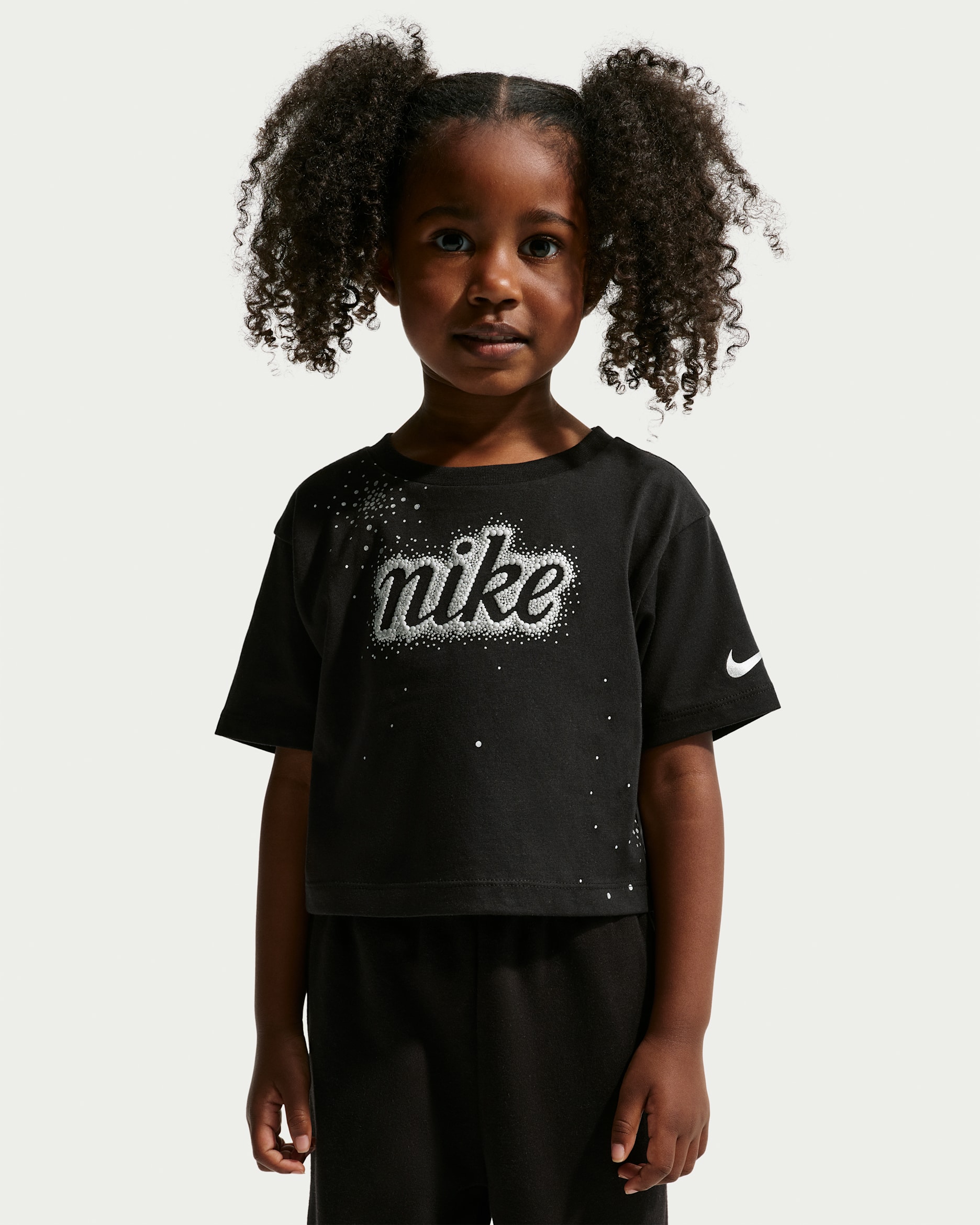 Nike Toddler Swoosh Sparkle Boxy T-Shirt - Black