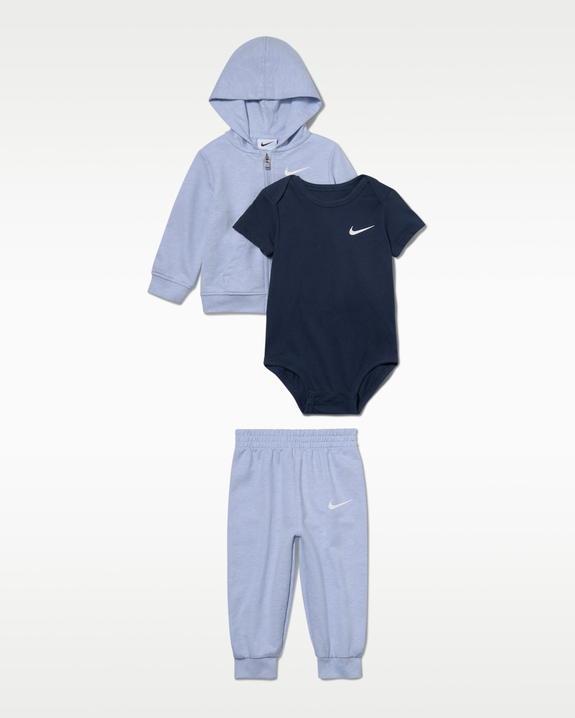 Nike driedelige babyset met rompertje en broek (0-6 maanden) - Cobalt Bliss