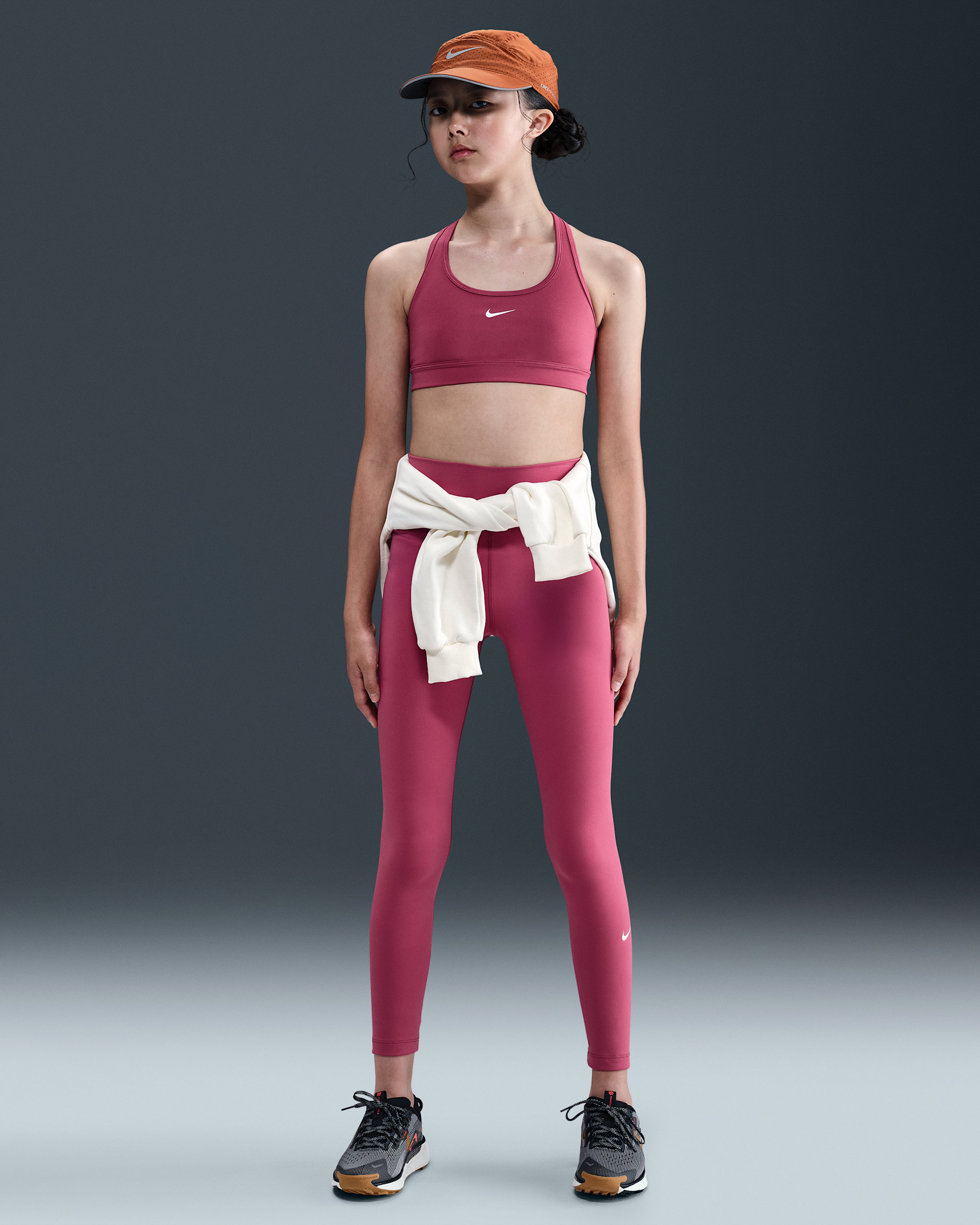 Nike One Big Kids' (Girls') Dri-FIT High-Waisted Leggings - Sweet Beet/White