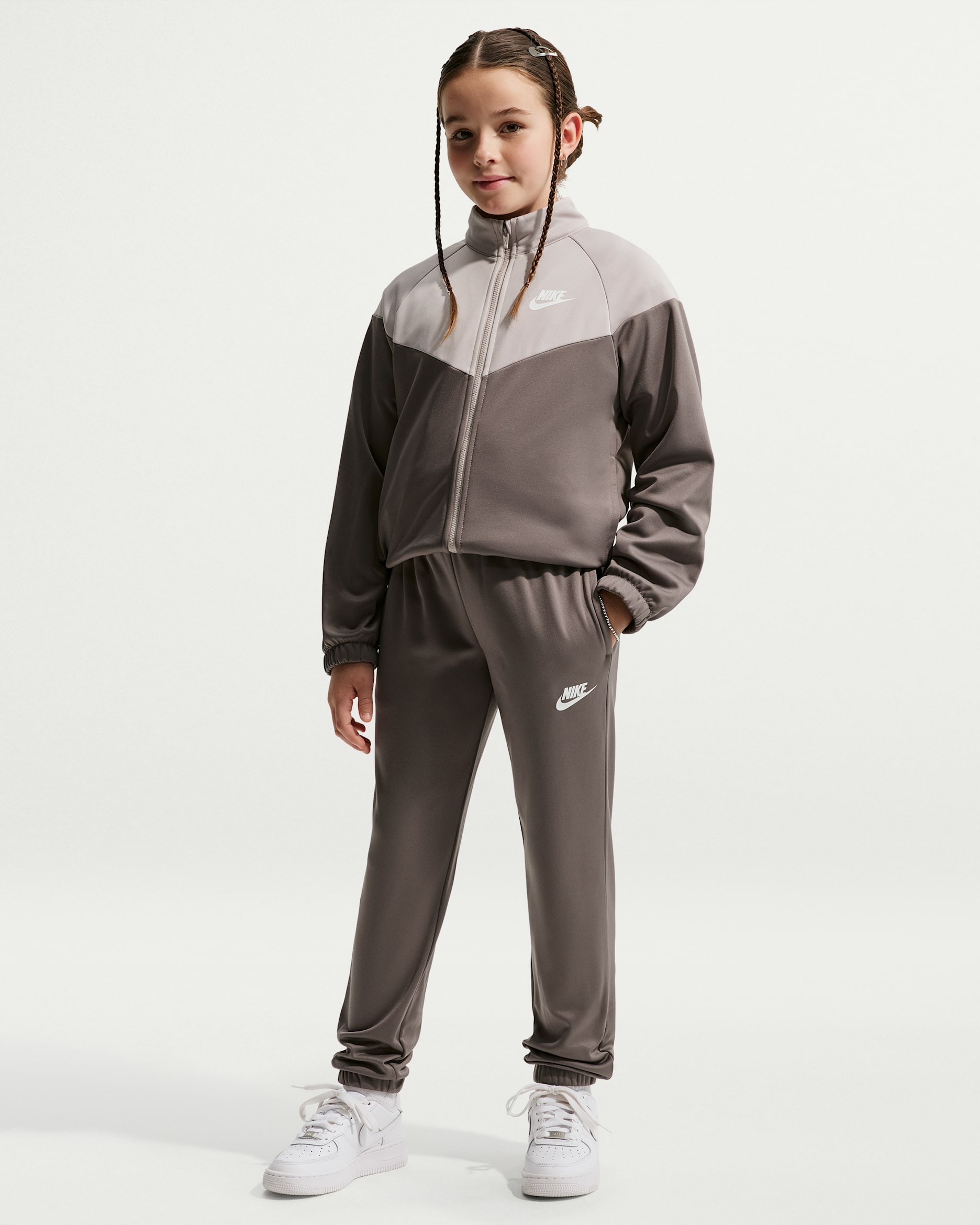 Nike Sportswear Big Kids' Dri-FIT Tracksuit - Cave Stone/Moon Particle/White