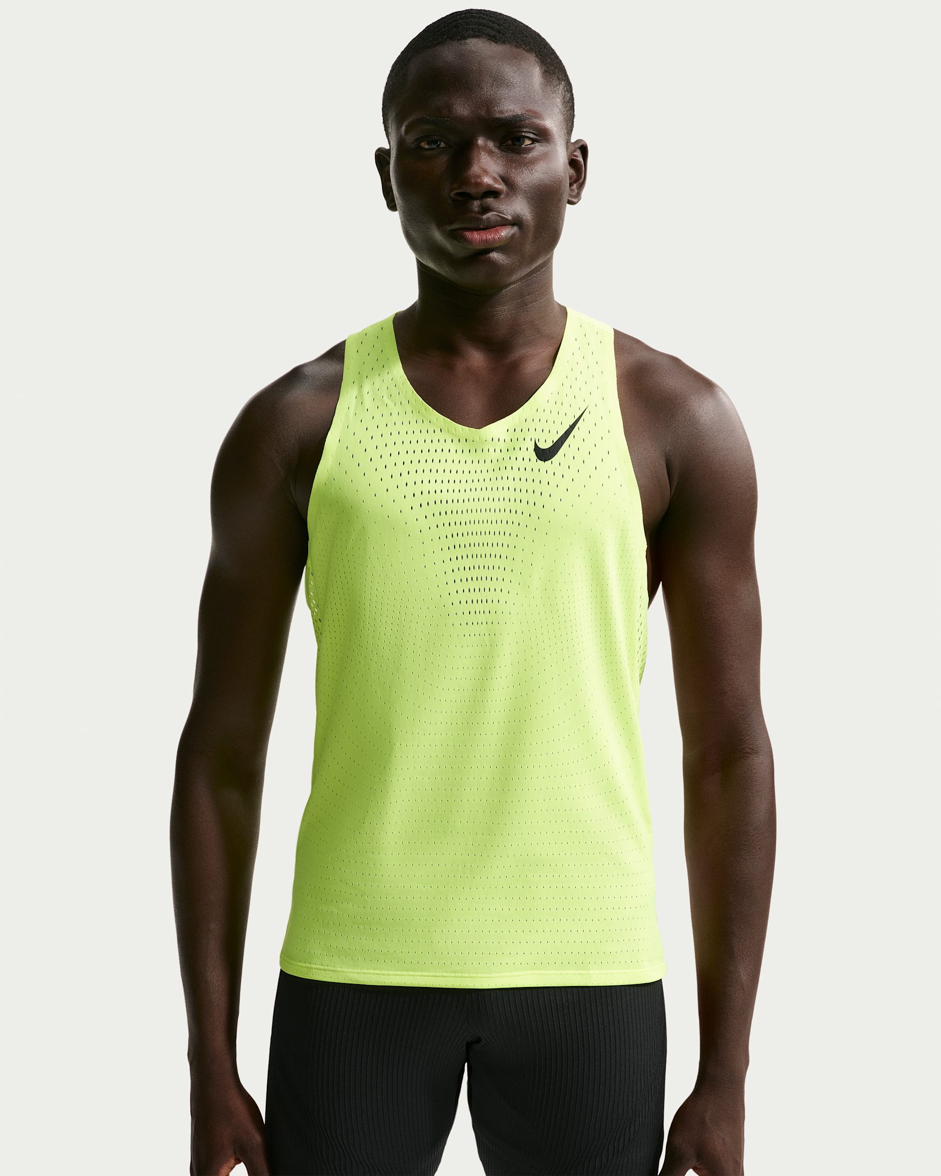 Camiseta sin mangas de correr Dri-FIT ADV para hombre Nike AeroSwift - Volt/Negro