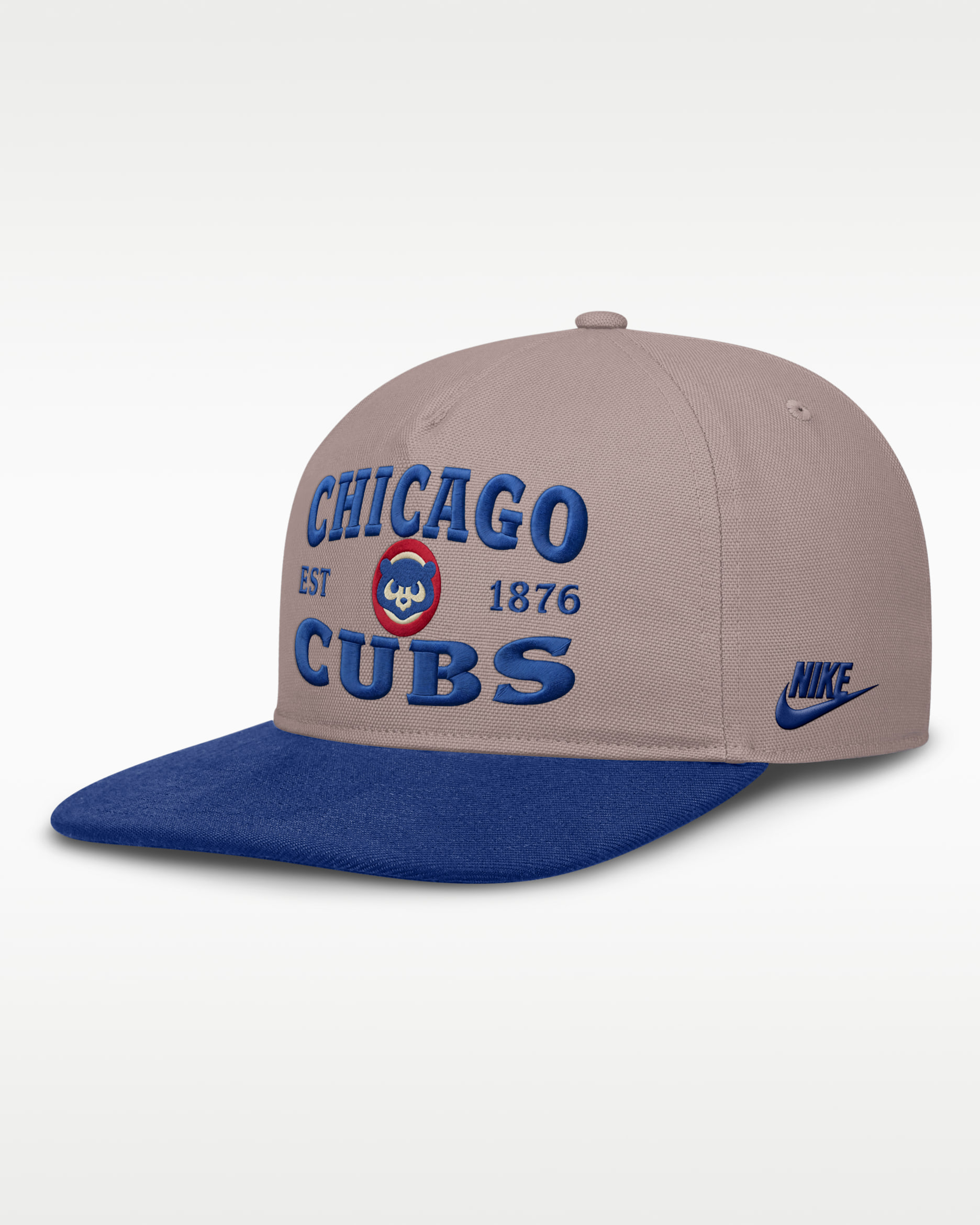 Chicago Cubs Cooperstown Pro Men's Nike MLB A-Frame Adjustable Hat - Legend Light Brown/Blue
