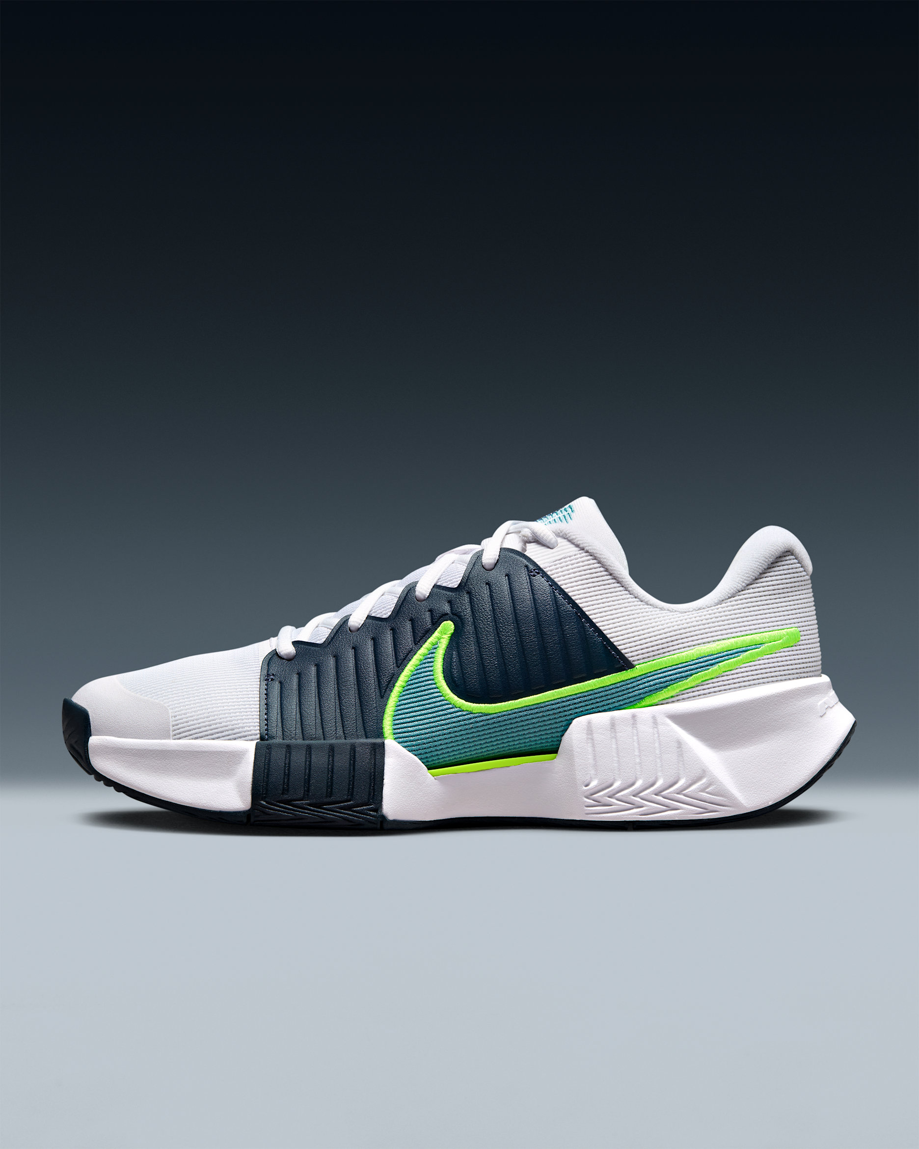 Nike GP Challenge Pro Men's Hard Court Tennis Shoes - White/Armoury Navy/Volt/Denim Turquoise