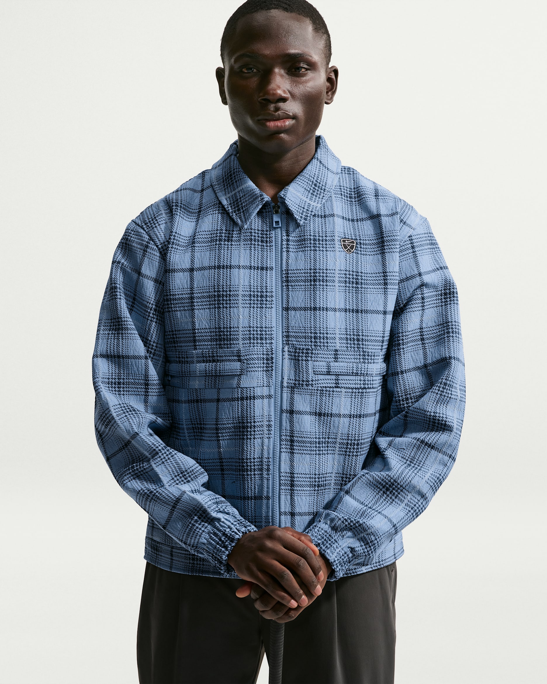 Nike Tartan Men's Loose Golf Jacket - Work Blue/Black