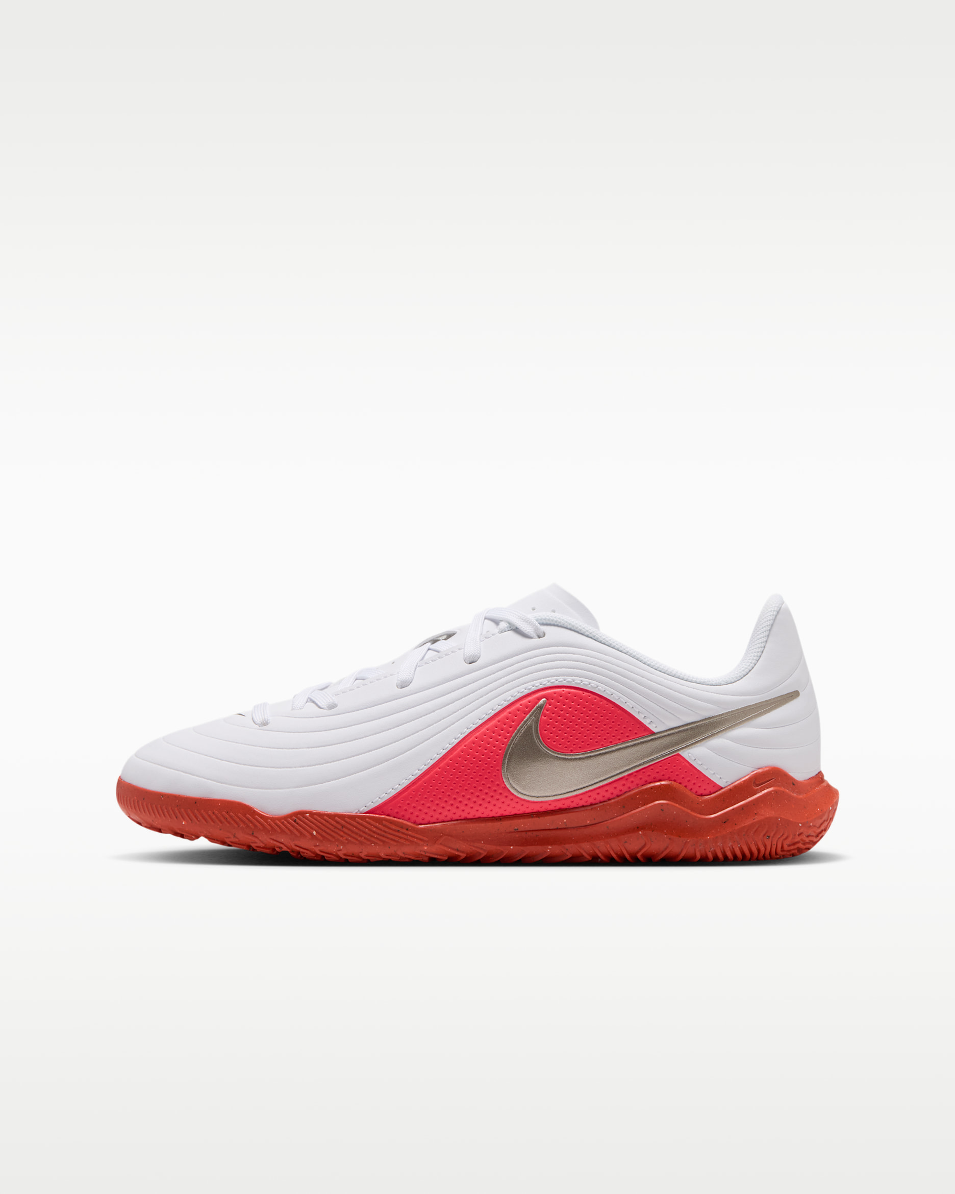 Nike Jr. Tiempo Maestro Club Indoor/Court Low-Top Soccer Shoes - White/Bright Crimson/Blur